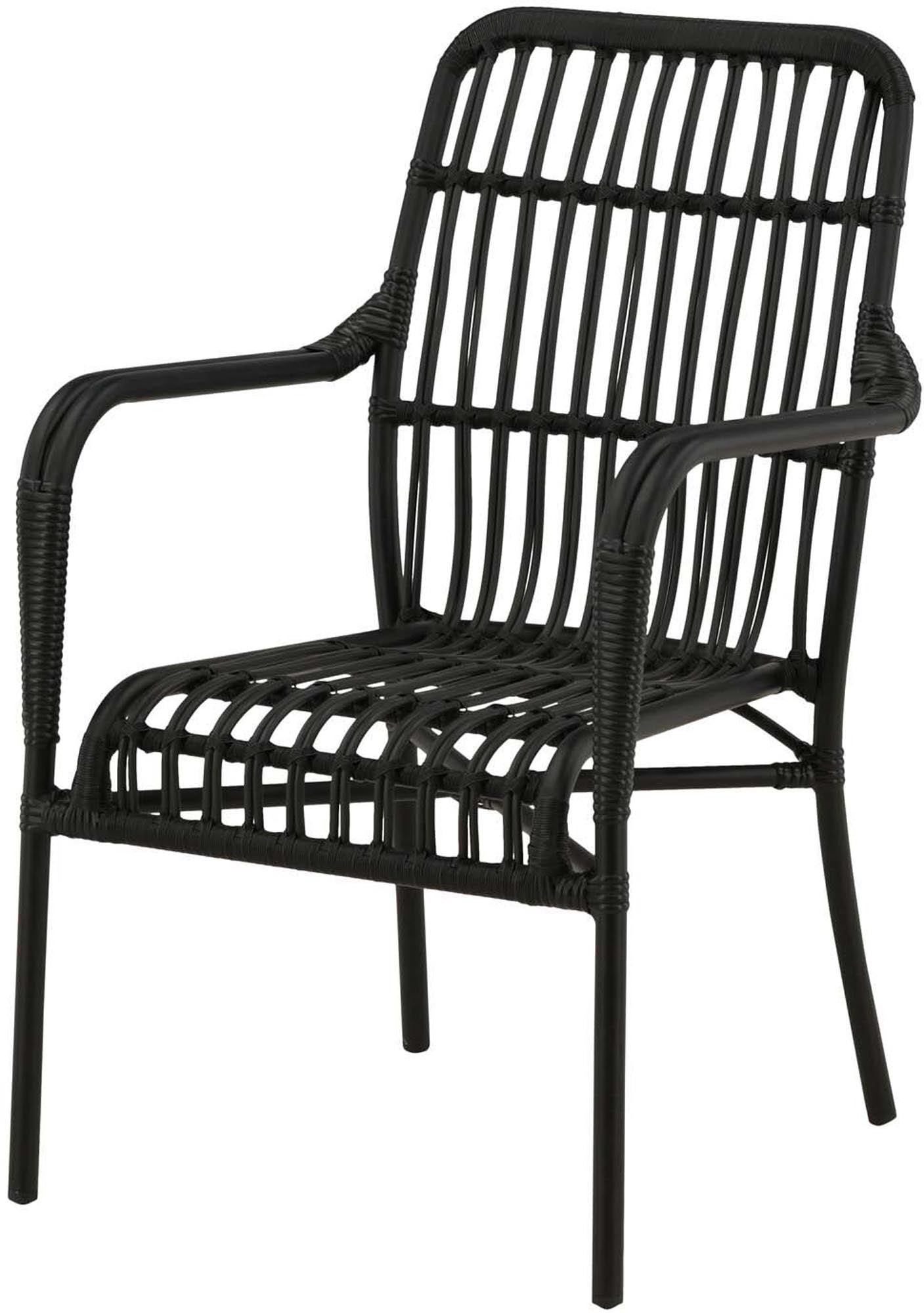 Der Rizal Stuhl von Venture Home: Stilvoller Outdoor-Sessel aus Aluminium und Rattan, ideal für Garten und Terrasse.