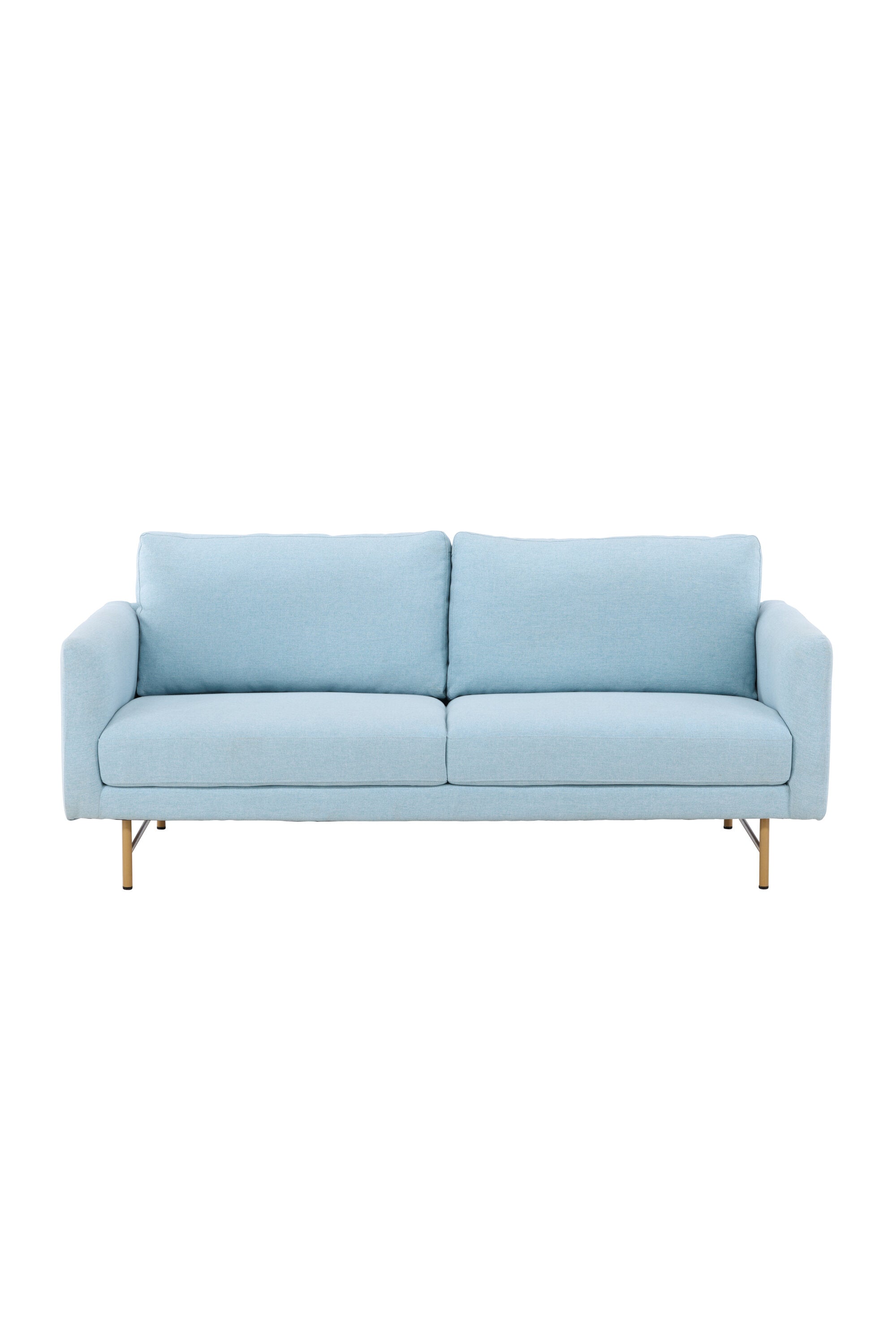 Das Sky 3-Sitzer-Sofa in Babyblau von Venture Home vereint modernen Stil mit Komfort. Langlebiges Polyester, ideal für jedes Wohnzimmer.