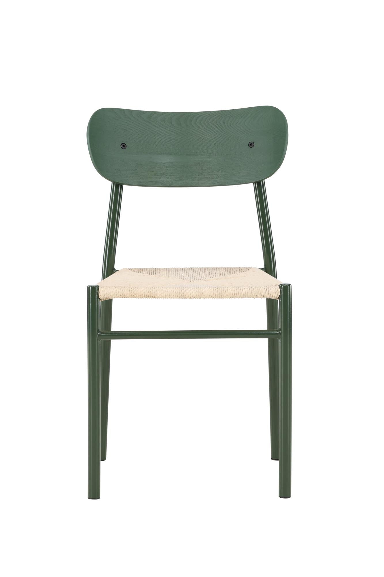 Entdecken Sie den Polly Esszimmerstuhl von Venture Home – ein elegantes 2er-Set mit einzigartigem Seilsitz und frischen grünen Beinen für Ihr Zuhause.