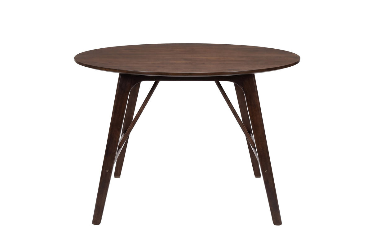 Runder Esstisch Kaseidon ø100 cm in Dunkelbraun, Tischplatte aus MDF und Kautschukholz, Beine aus Kautschukholz, Design von Venture Home.
