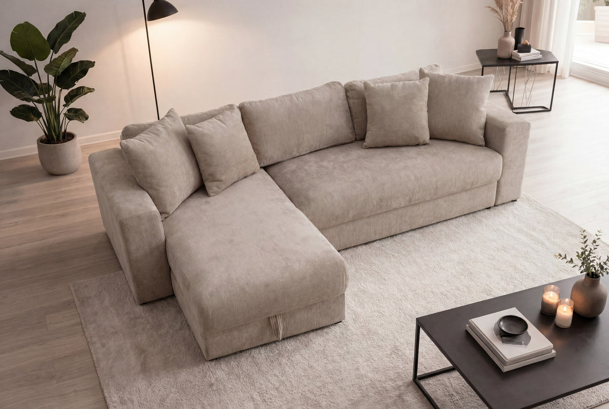 Bellman verstellbares Bett in Beige präsentiert im Onlineshop von KAQTU Design AG. L-Sofa rechts ist von Venture Home