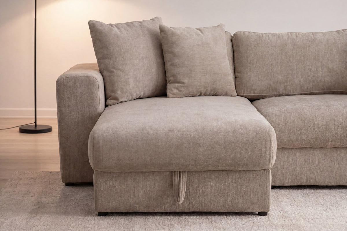 Bellman verstellbares Bett in Beige präsentiert im Onlineshop von KAQTU Design AG. L-Sofa rechts ist von Venture Home