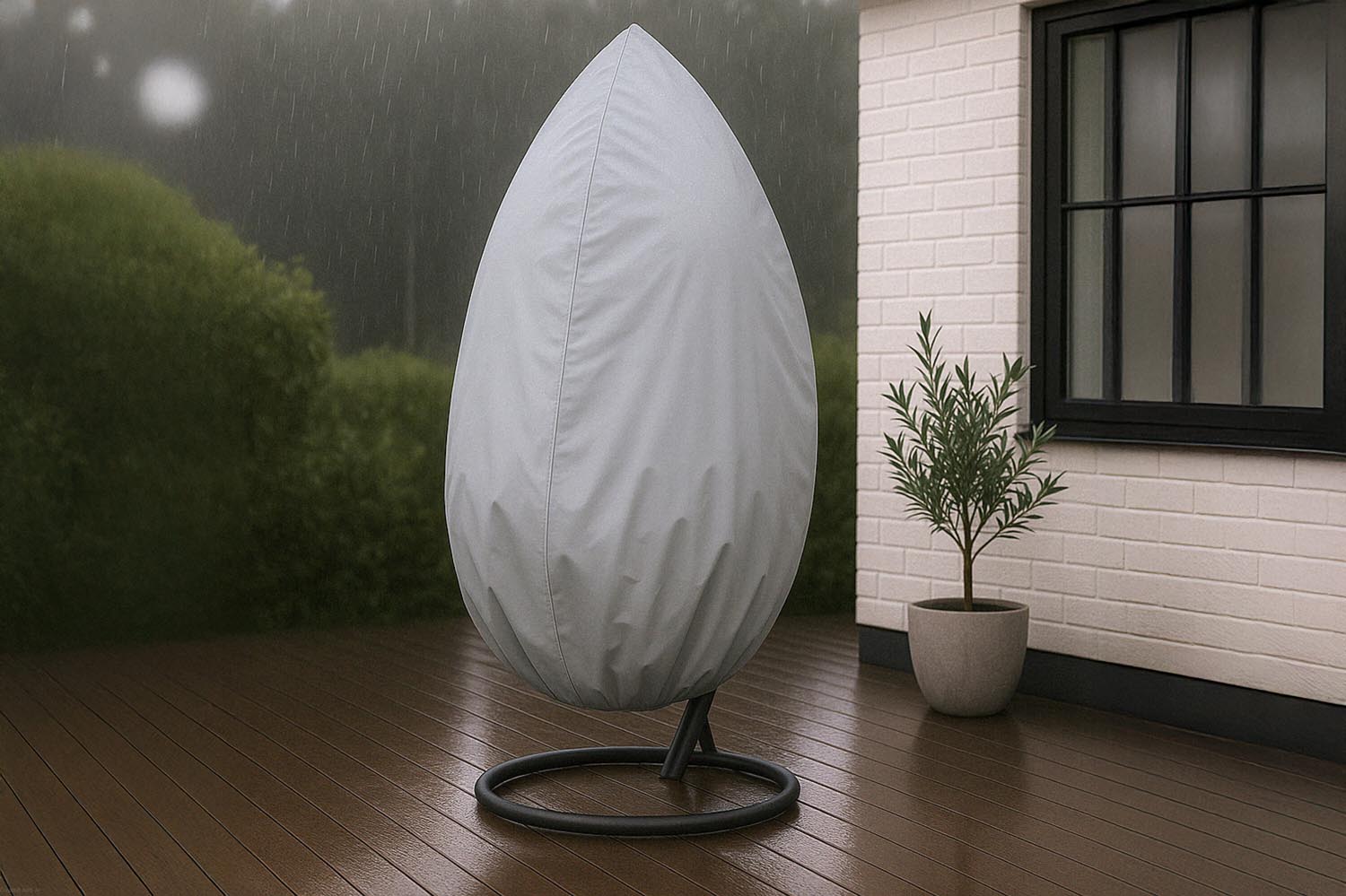 Halten Sie Ihren Hängesessel mit der Klas Möbelabdeckung in Top-Zustand. Wetterfest, robust und elegant – ideal für jeden Garten!