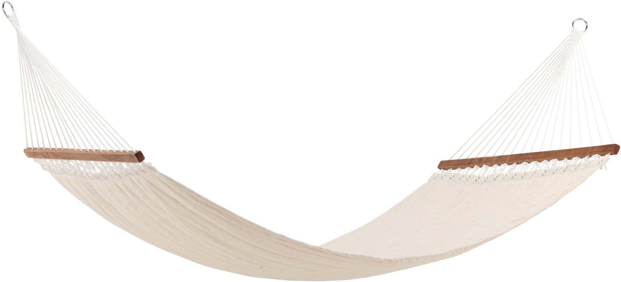 Entspannen Sie stilvoll in der Marbella Hängematte von Venture Home – wetterfest, elegant und ideal für zwei Personen im Freien.