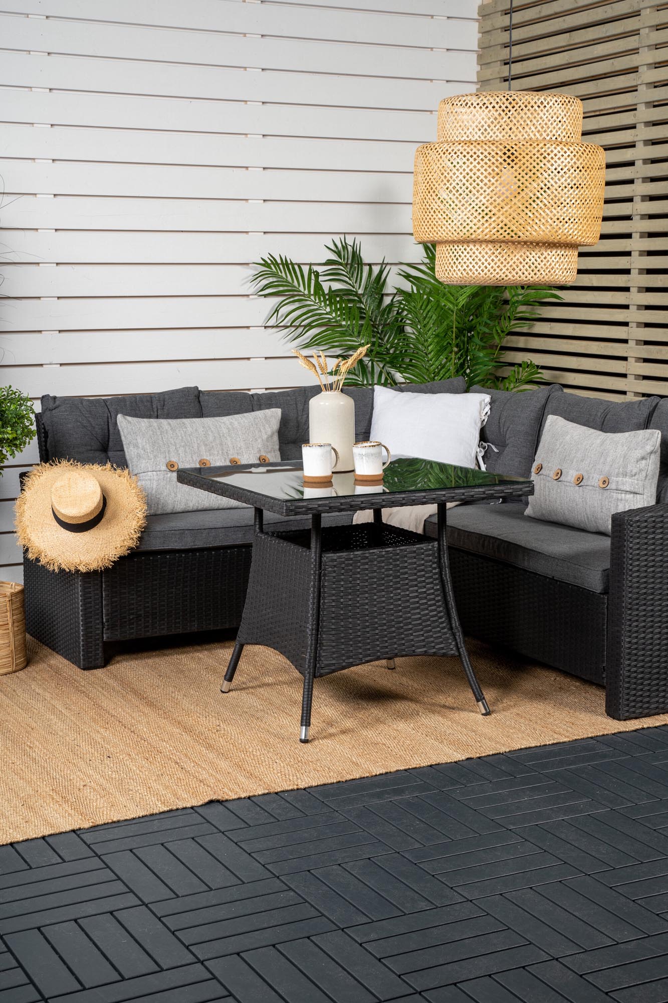 Watford Ecksofa Outdoorset 80cm in Schwarz präsentiert im Onlineshop von KAQTU Design AG. Loungeset ist von Venture Home