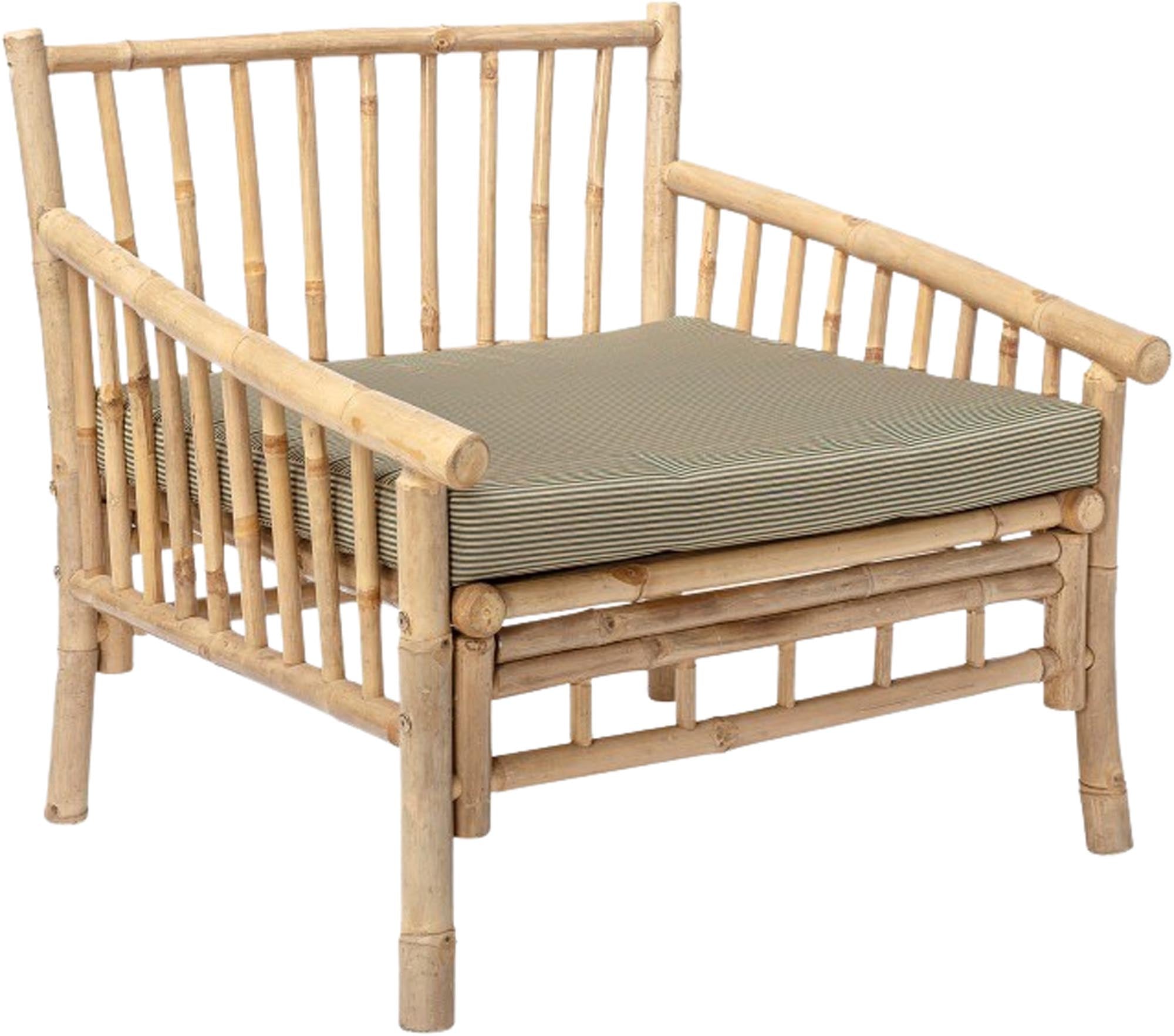 Stilvoller Loungesessel aus Bambus in natürlicher Optik von Bloomingville, perfekt für gemütliche und moderne Wohnbereiche.