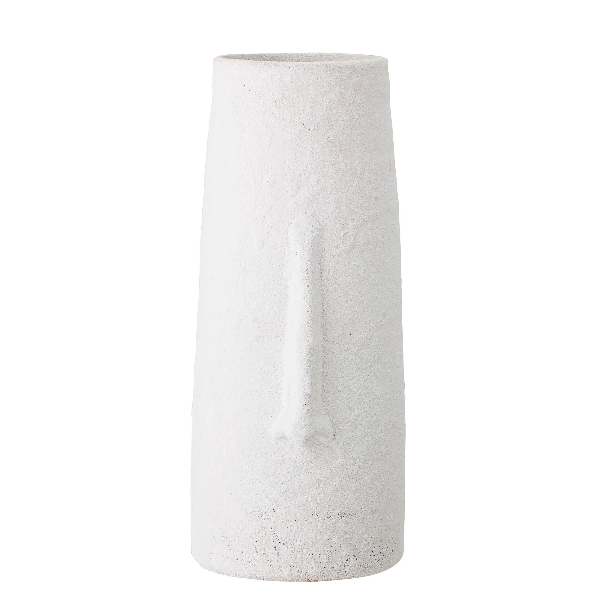 Elegante Berican Deko-Vase aus Terrakotta, 40 cm hoch, mit weisser Glasur und Gesichtssilhouette – ein nordischer Blickfang.
