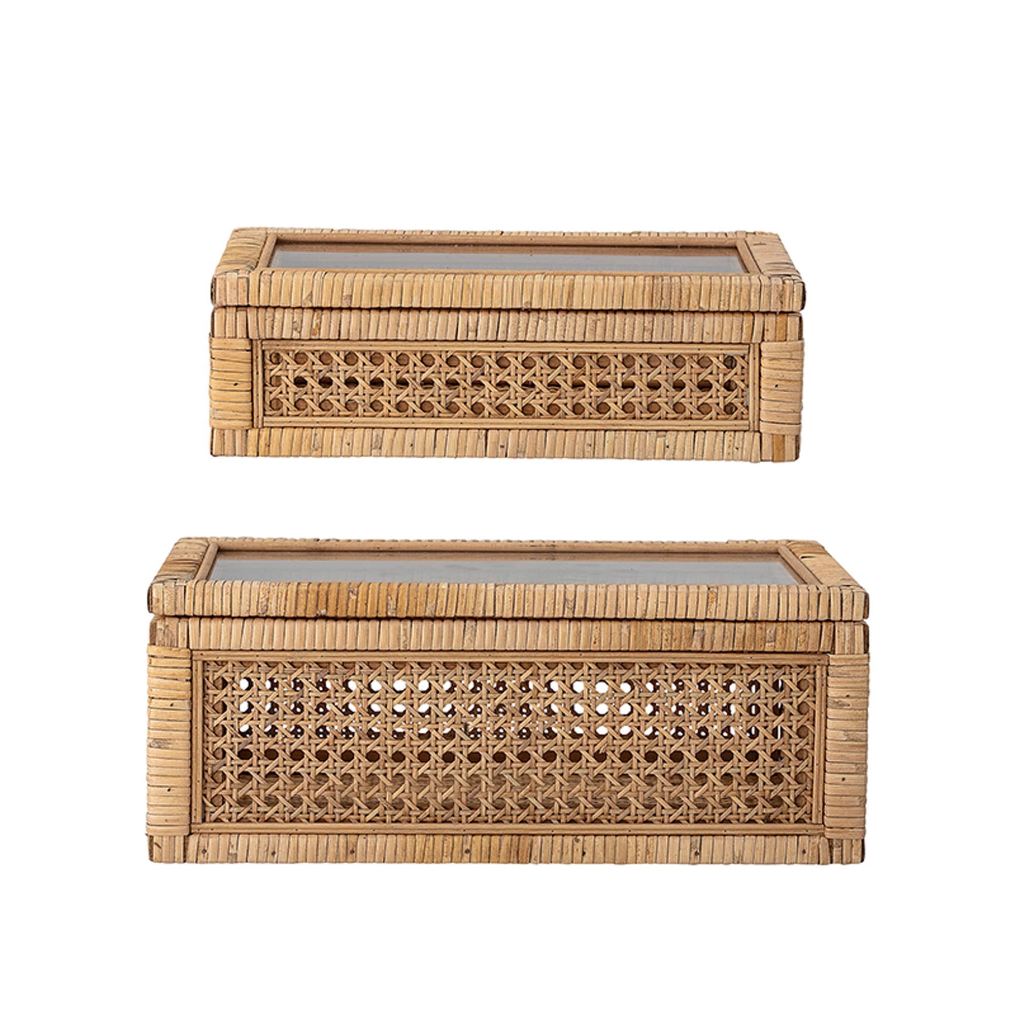 Entdecken Sie die Lally Box w/Lid von Bloomingville – stilvolle Aufbewahrung aus Rattan und Tannenholz für Ordnung und nordisches Design.