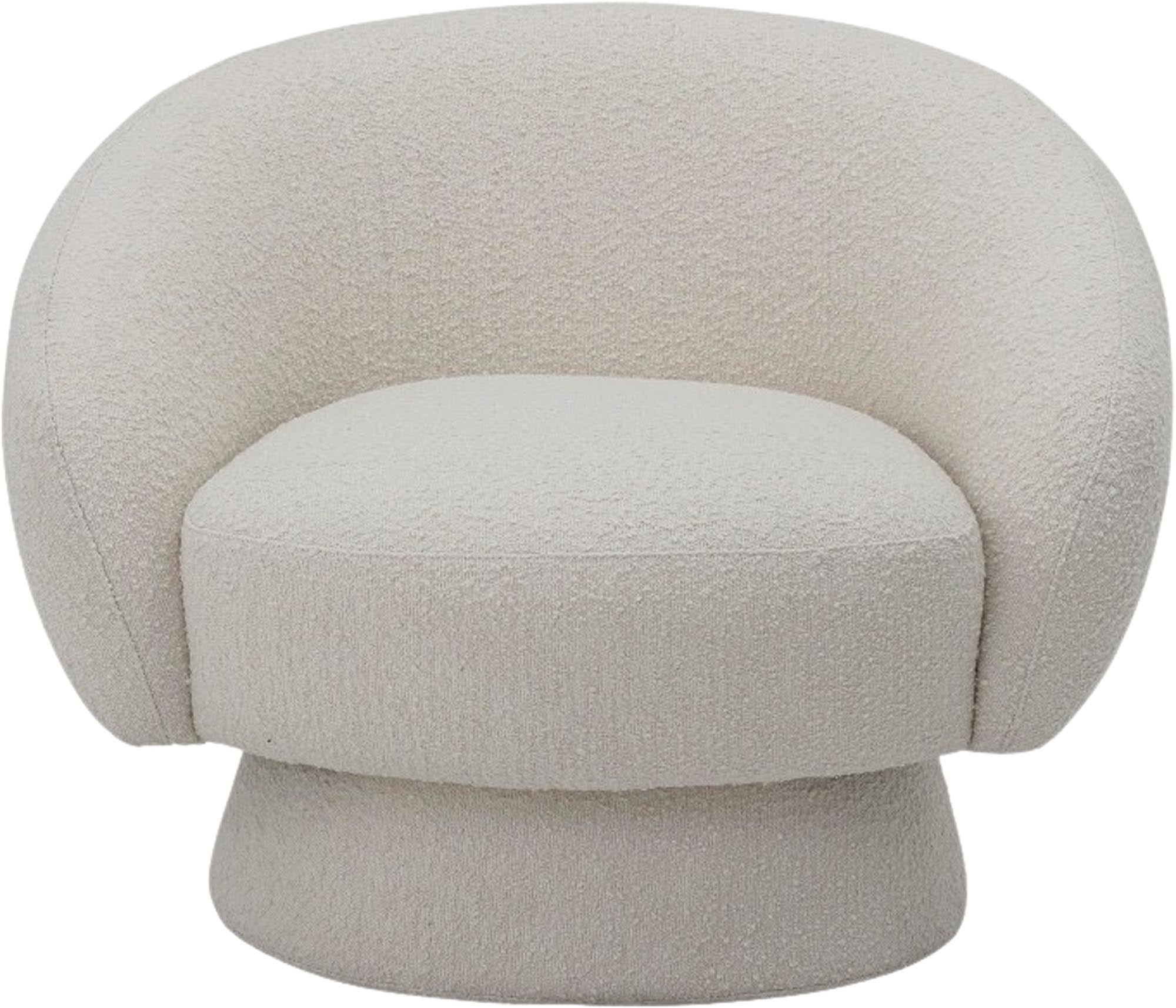 Eleganter, weisser Loungesessel aus nachhaltigem Material, ideal für stilvolle, moderne Räume. Komfortabel und platzsparend.