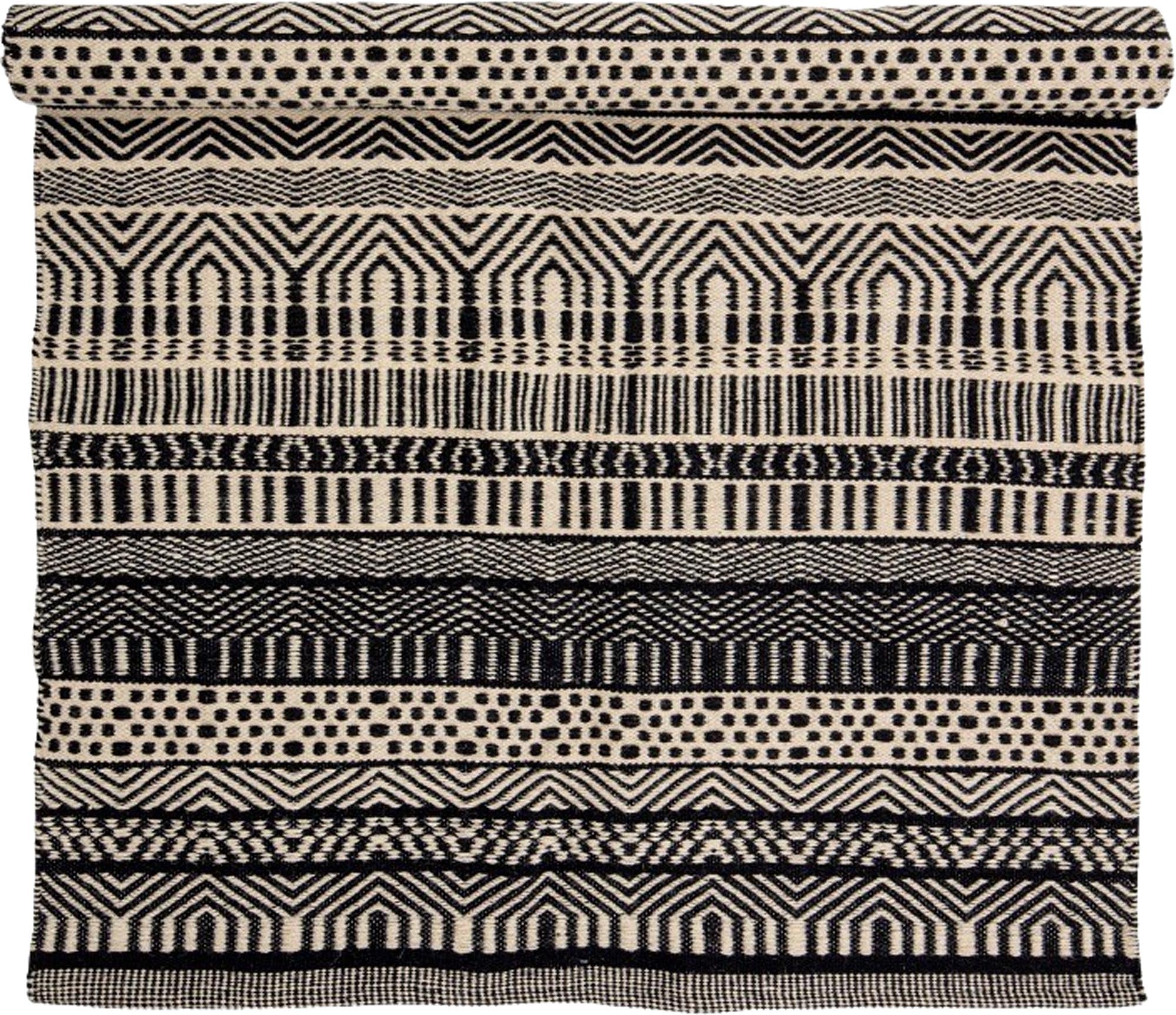 Moderner schwarzer Wollteppich von Bloomingville, der jedem Raum eine stilvolle und gemütliche Atmosphäre verleiht.