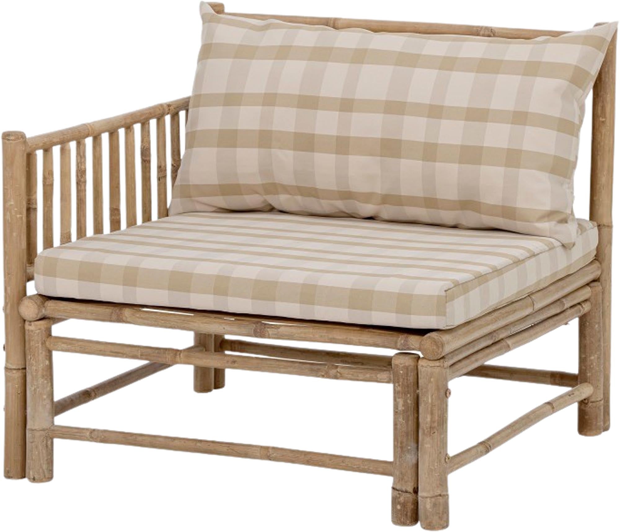 Das Korfu Modul-Sofa von Bloomingville, linke Ecke, aus Bambus in Natur, vereint modernes Design mit natürlichem Charme und Komfort.