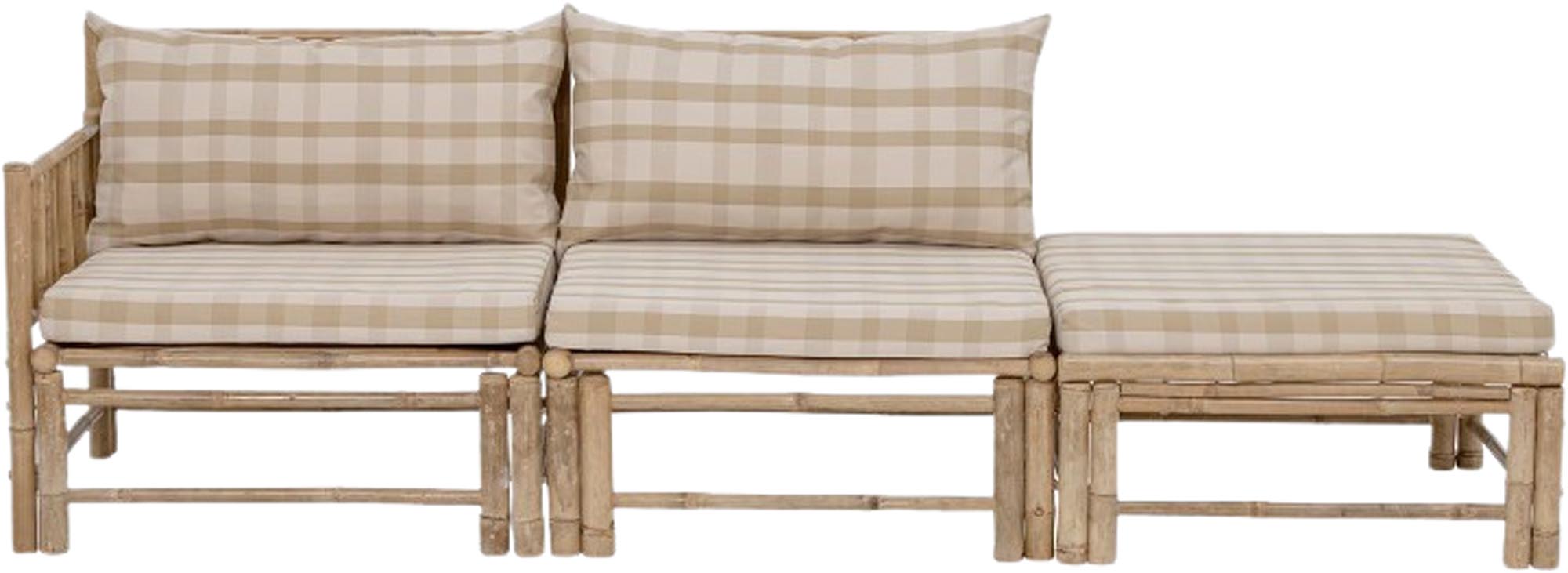 Eleganter Pouf aus natürlichem Bambus, vielseitig einsetzbar als Sitzmöbel oder stilvolle Dekoration für Ihr Wohnambiente.