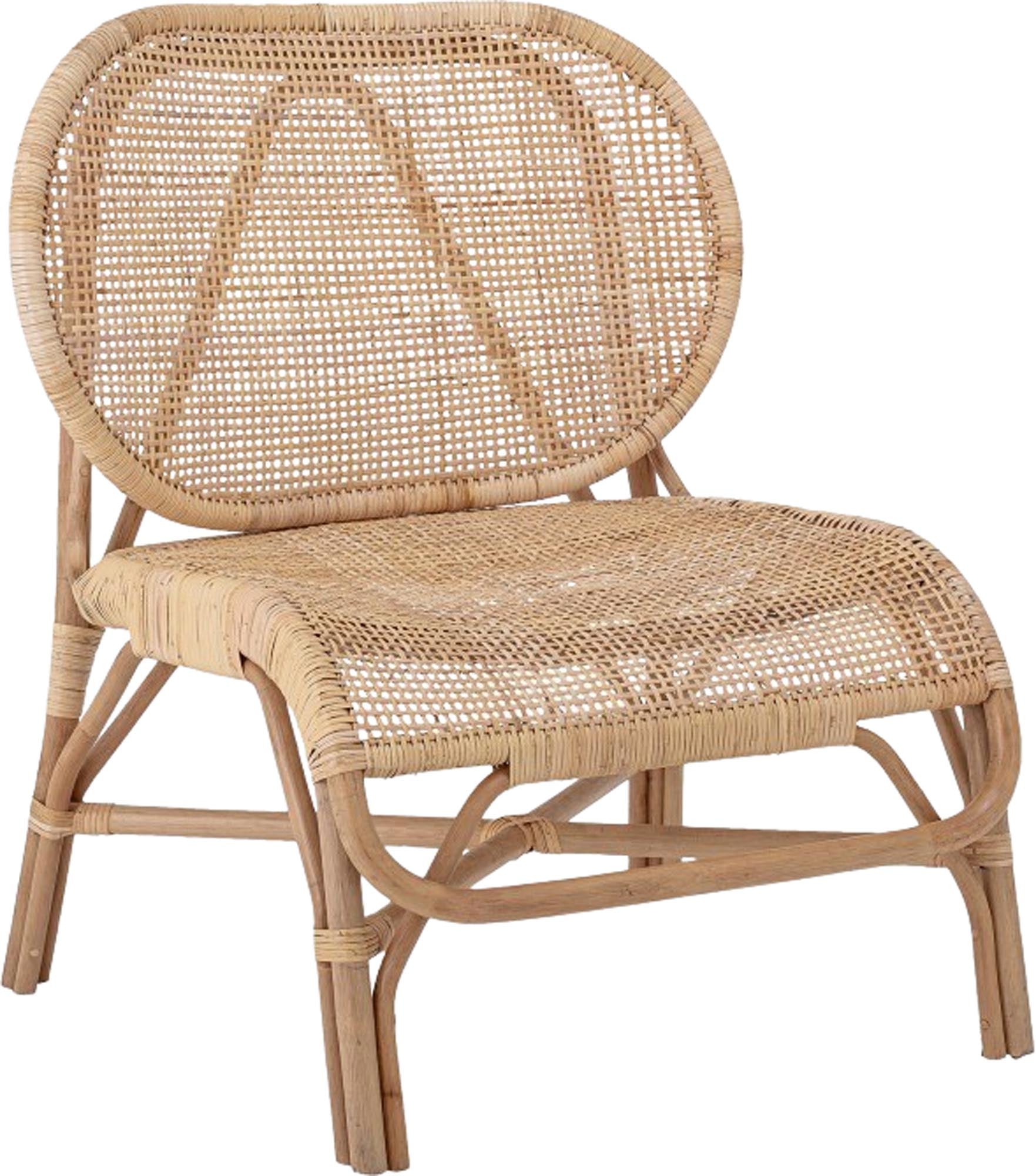 Eleganter Loungesessel aus natürlichem Rattan von Bloomingville, ideal für stilvolle und komfortable Wohnräume.