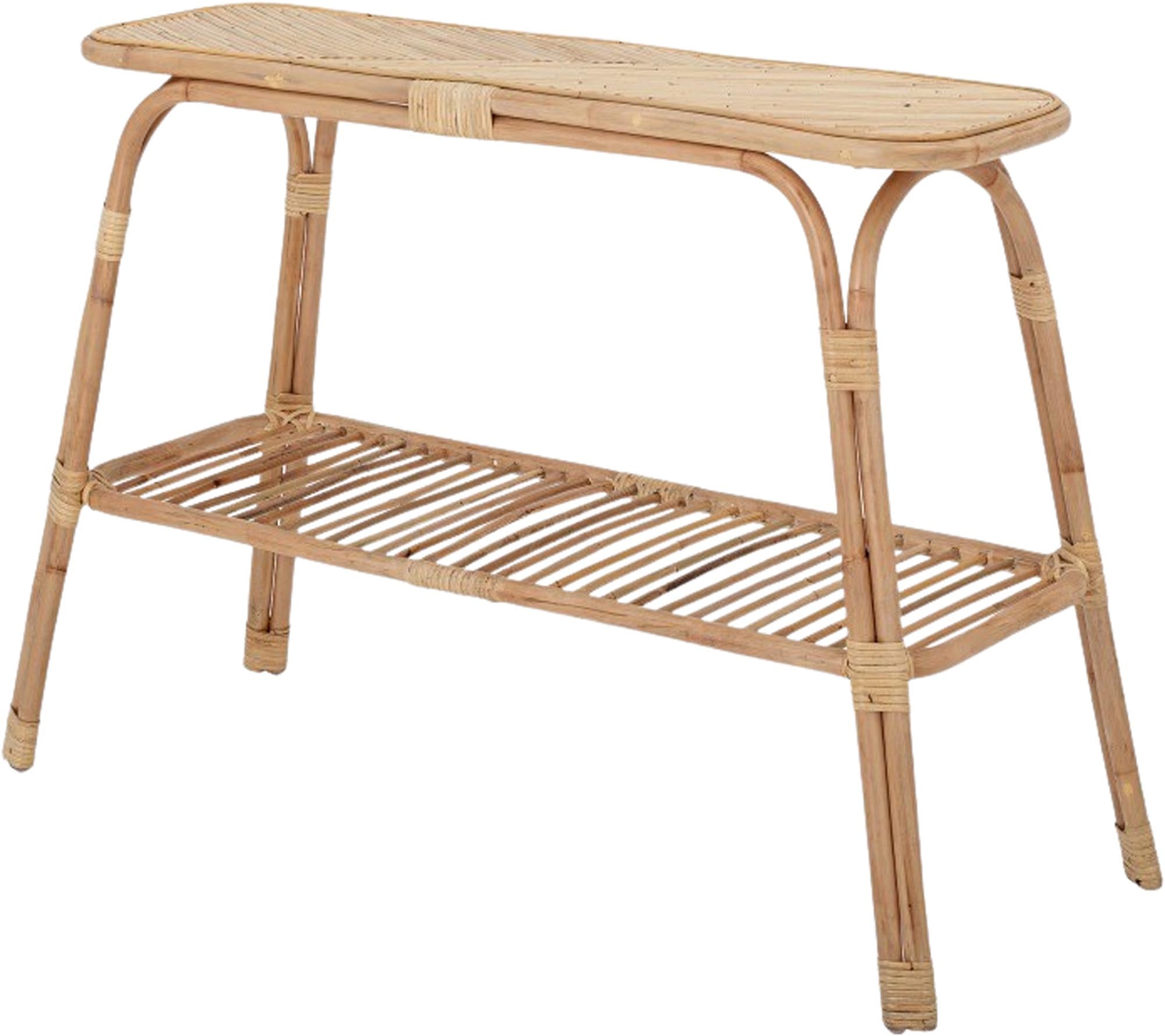 Der Thenna Konsolentisch aus Naturholz und Rattan von Creative Collection vereint stilvolle Ästhetik mit praktischer Funktionalität.