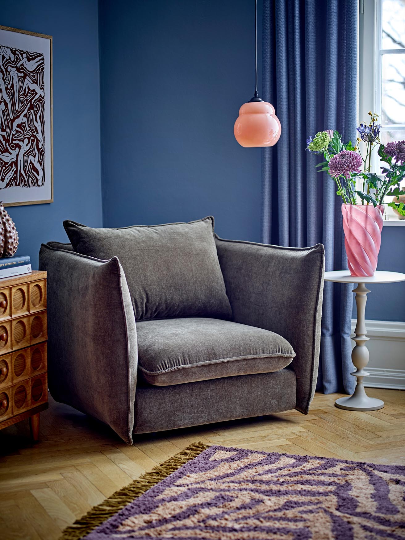 Izza Teppich, Violett: Eleganter Baumwollteppich von Bloomingville.