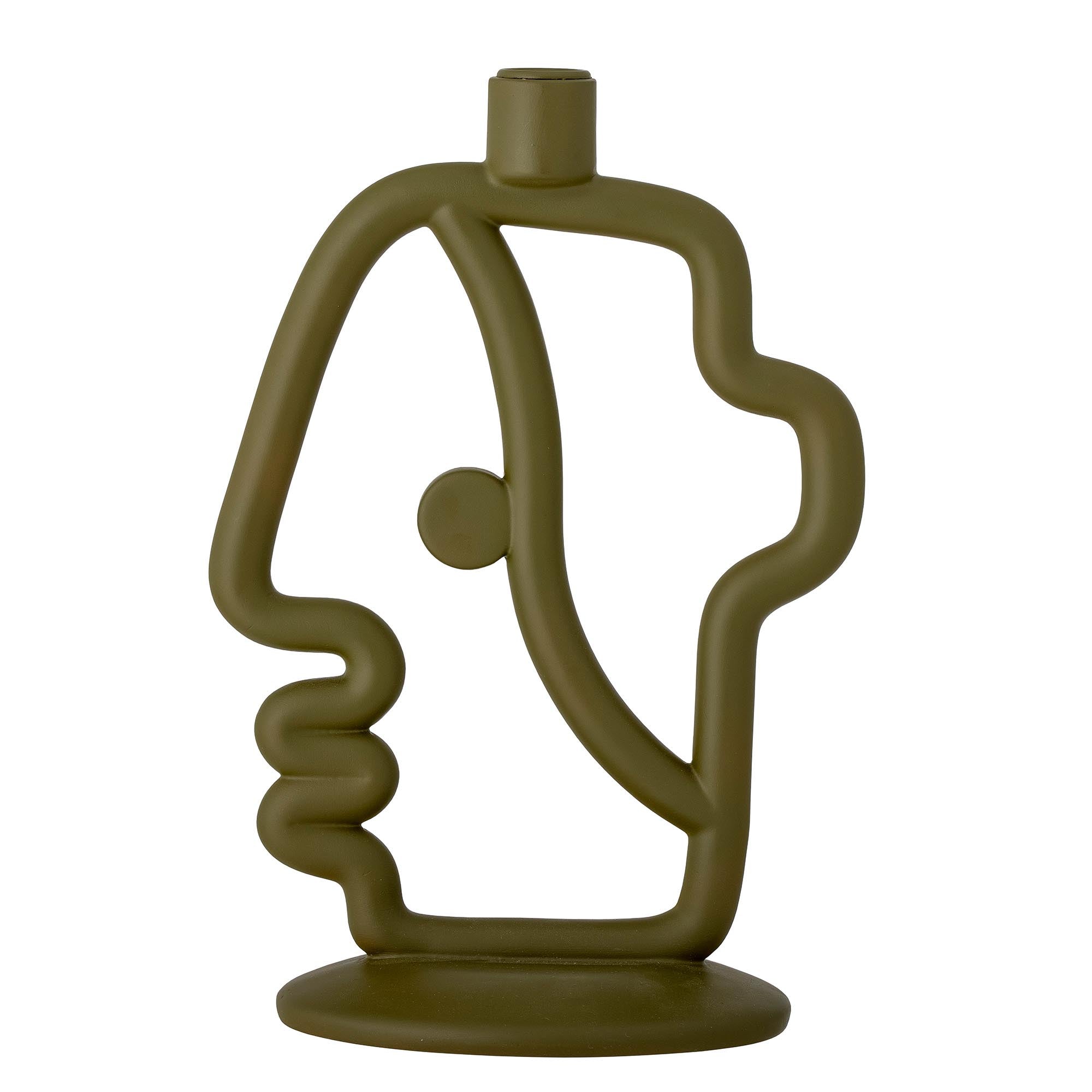 Der Flavie Kerzenständer von Bloomingville, aus grünem Polyresin, besticht durch seine einzigartige Form und langlebige Qualität.