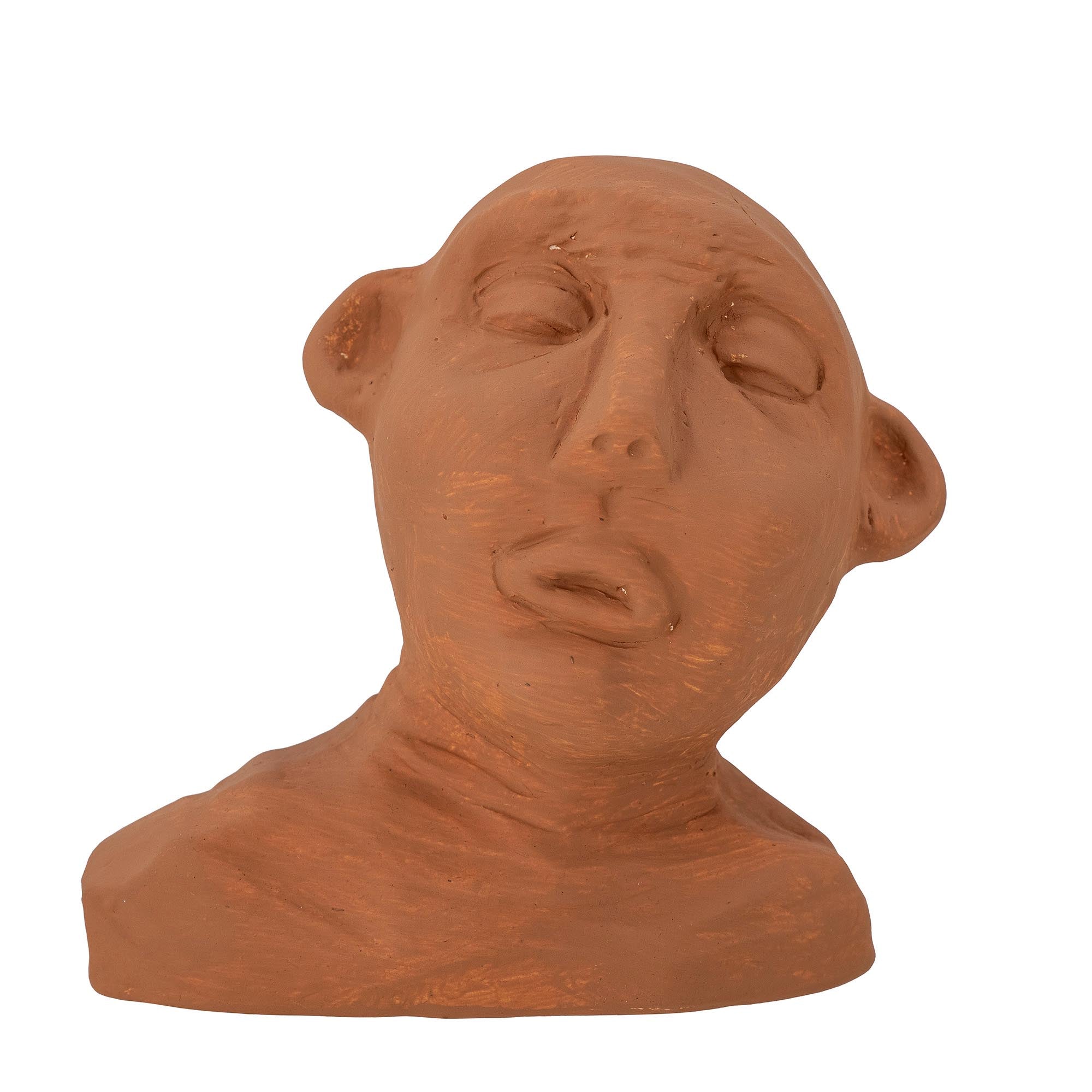 Die Tex Deko von Bloomingville: Rotes Terrakotta-Gesicht, kunstvoll und langlebig, ideal für stilvolle Wohnakzente.