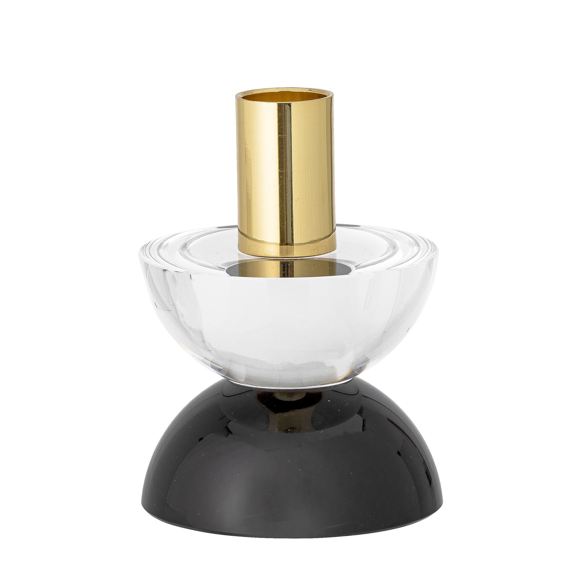 Eleganter Etel Kerzenständer aus Glas mit goldfarbenem Sockel, skandinavisches Design, langlebig und vielseitig einsetzbar.