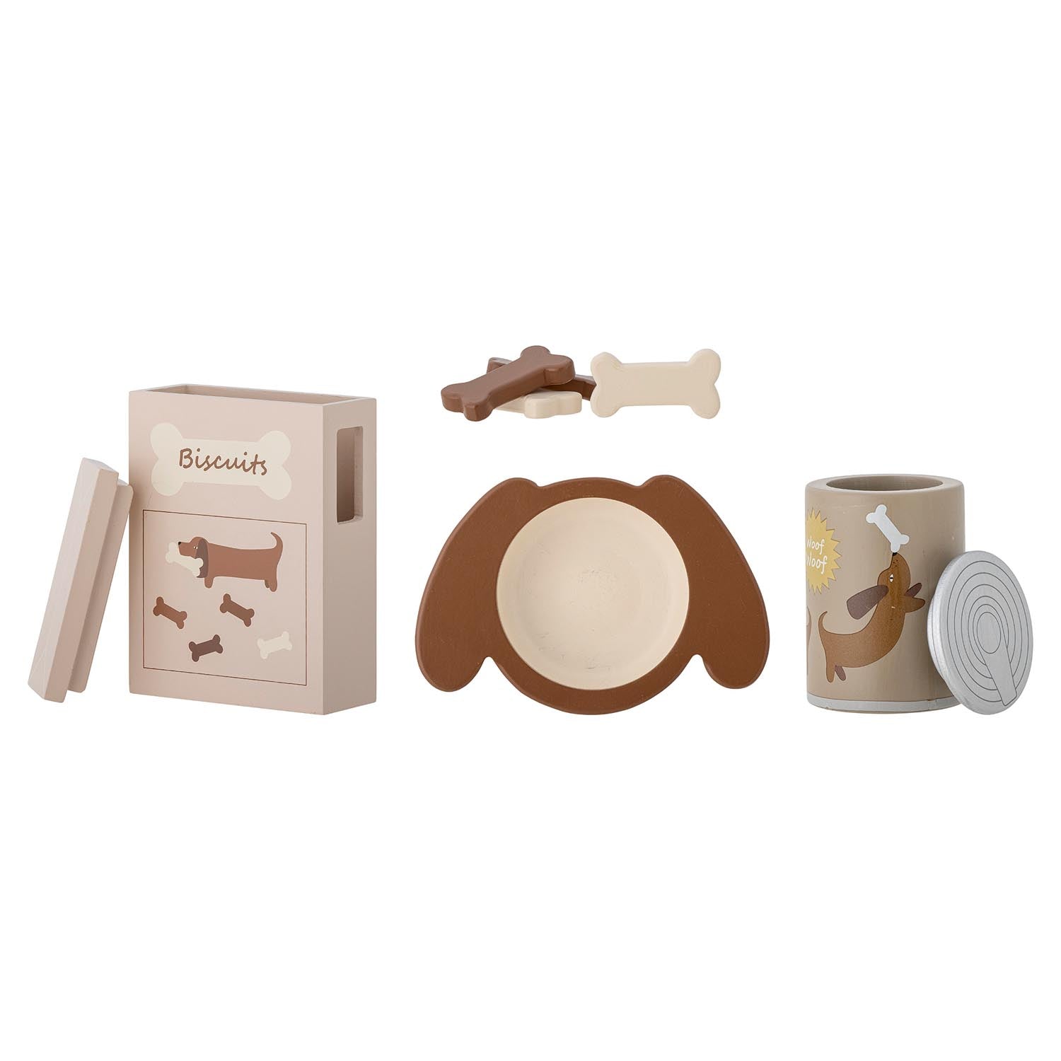 Das Charlie Spielset von Bloomingville Mini aus braunem MDF bietet FSC®100%-zertifizierte Spielzeug-Lebensmittel für fantasievolles Spielen.