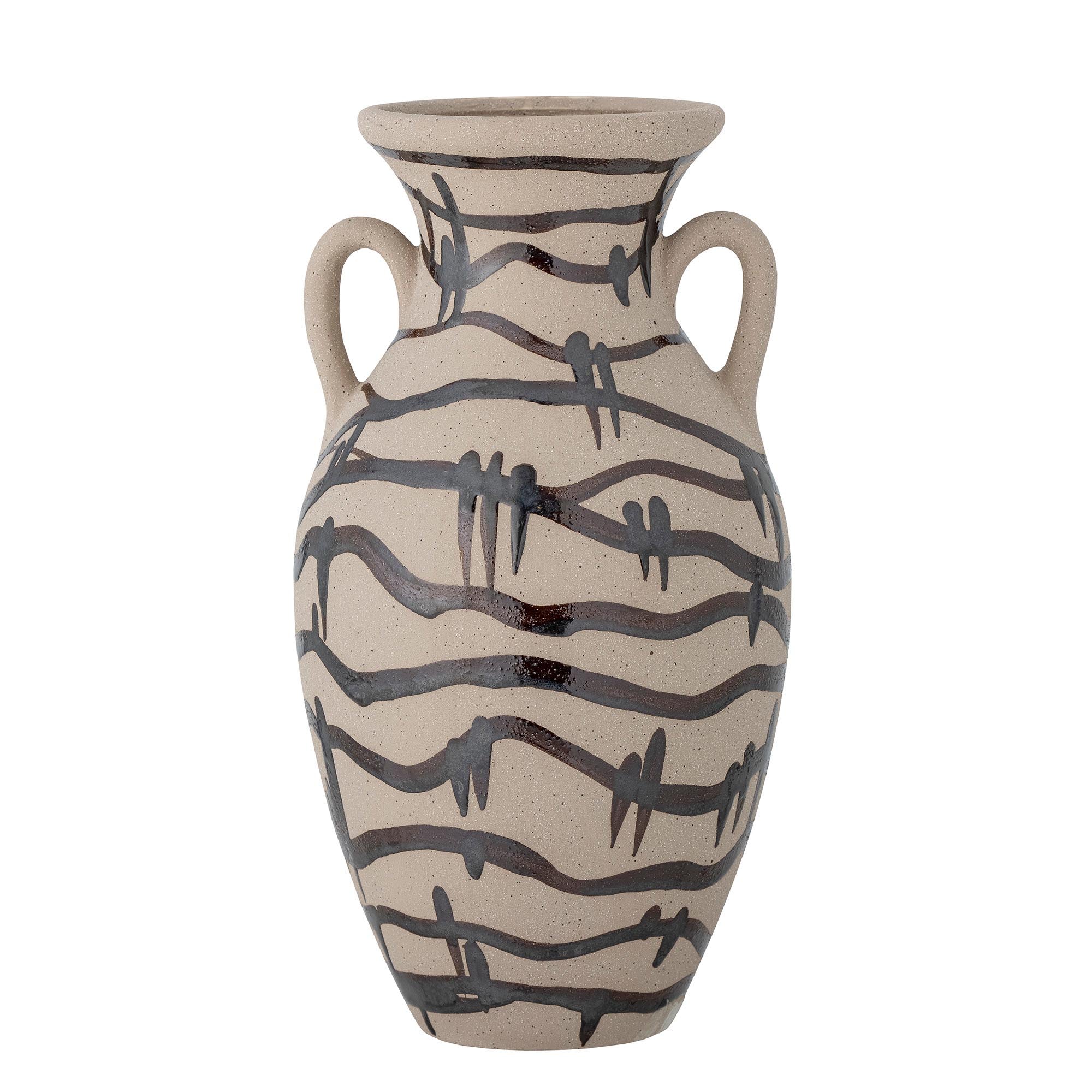 Entdecken Sie die Ohana Vase von Bloomingville: stilvolles Steingut, handbemalt, skandinavisches Design, perfekt für Blumen und Dekoration.