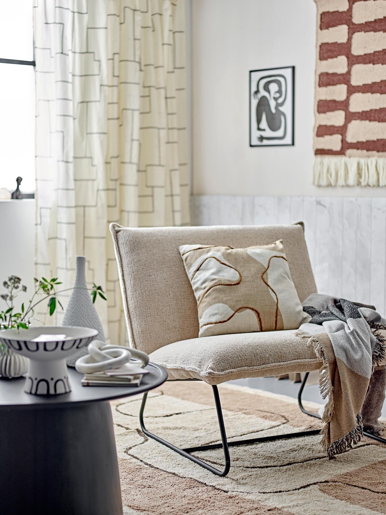 Lyria Vorhang aus Baumwolle, Naturton, von Bloomingville, skandinavisch.