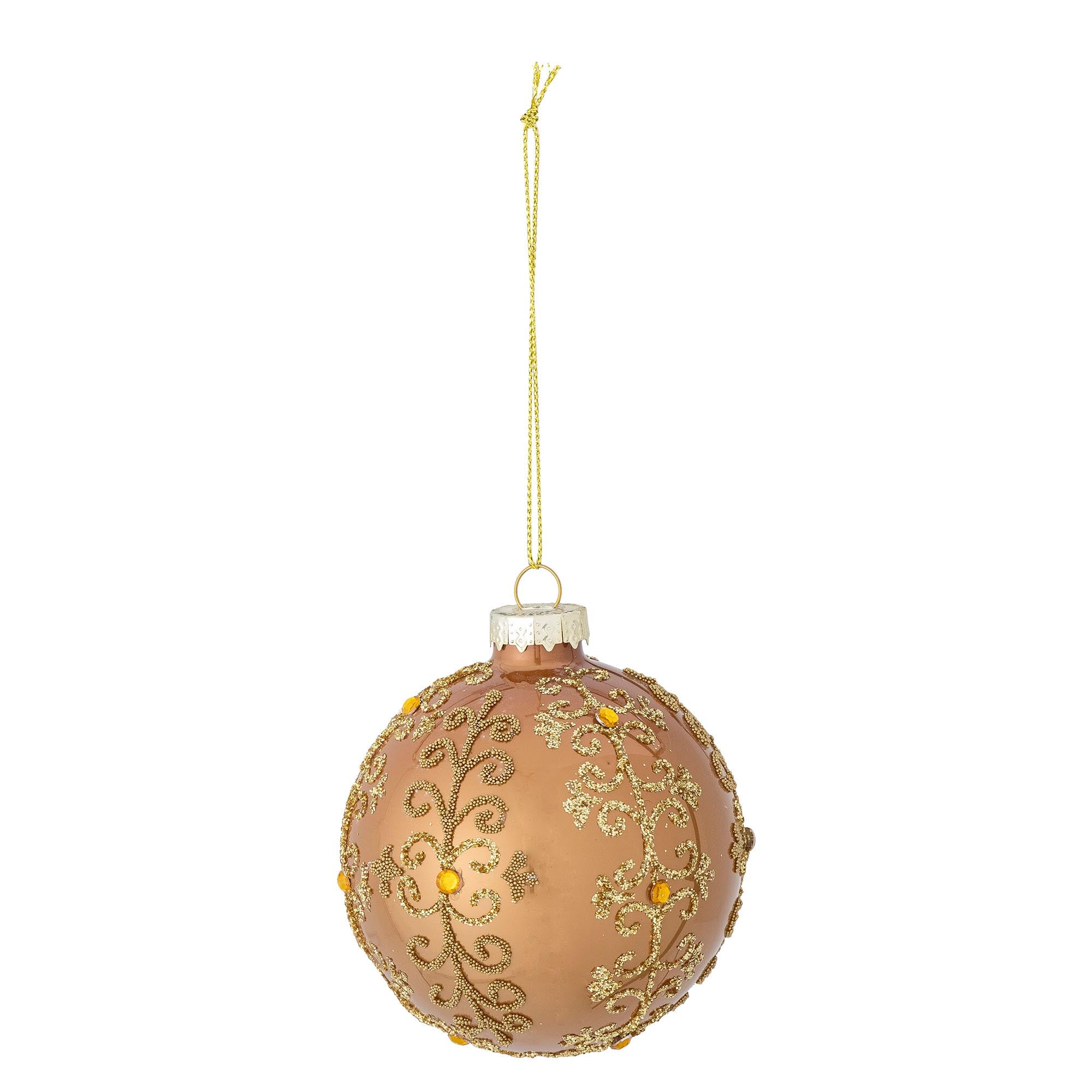 Entdecken Sie das Ciri Ornament von Bloomingville: elegantes, goldenes Glas für festliche Weihnachtsdekoration und strahlende Lichtreflexion.