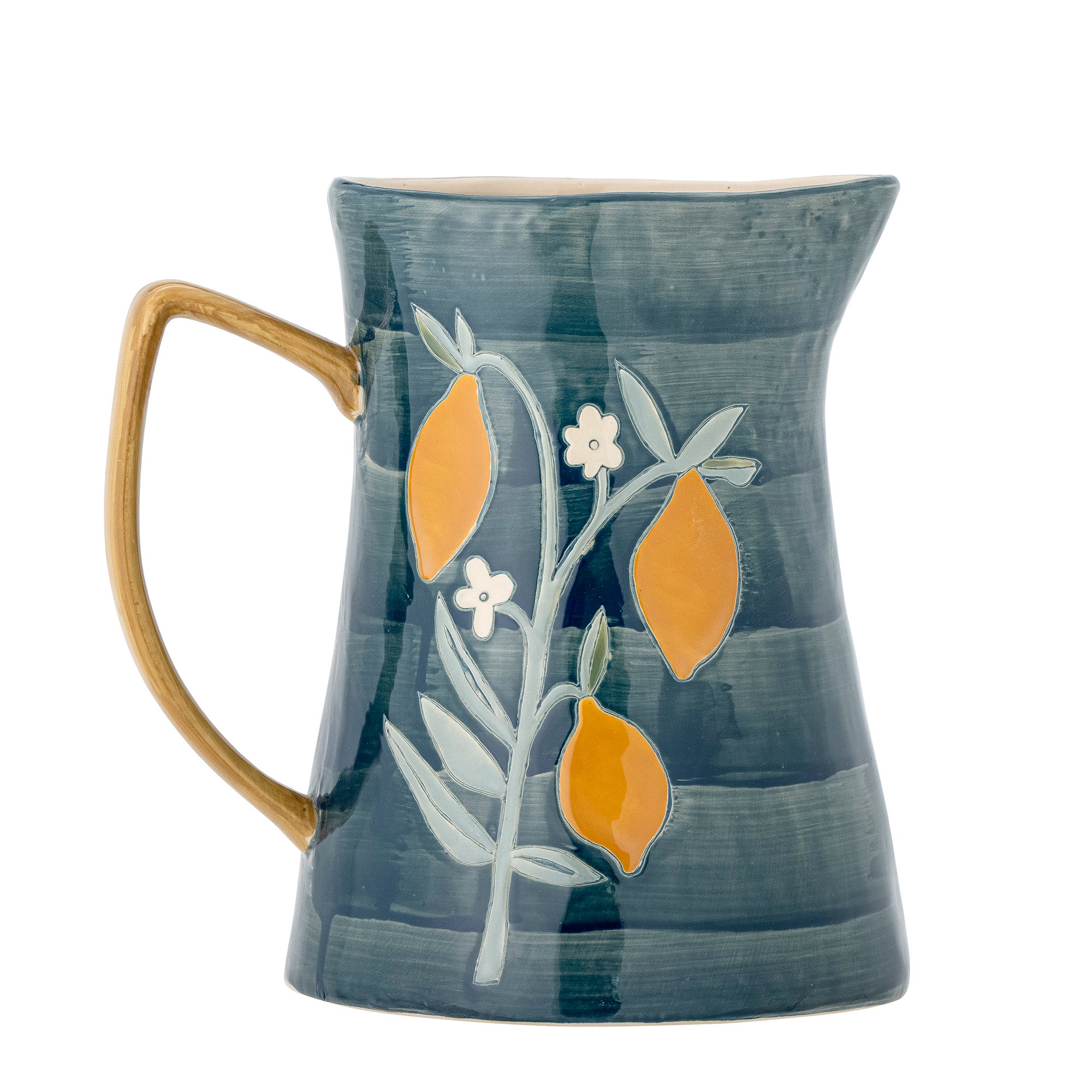 Entdecken Sie den Feriha Krug von Creative Collection: handgefertigtes Steingut in elegantem Blau, ideal für Getränke und als stilvolle Vase.