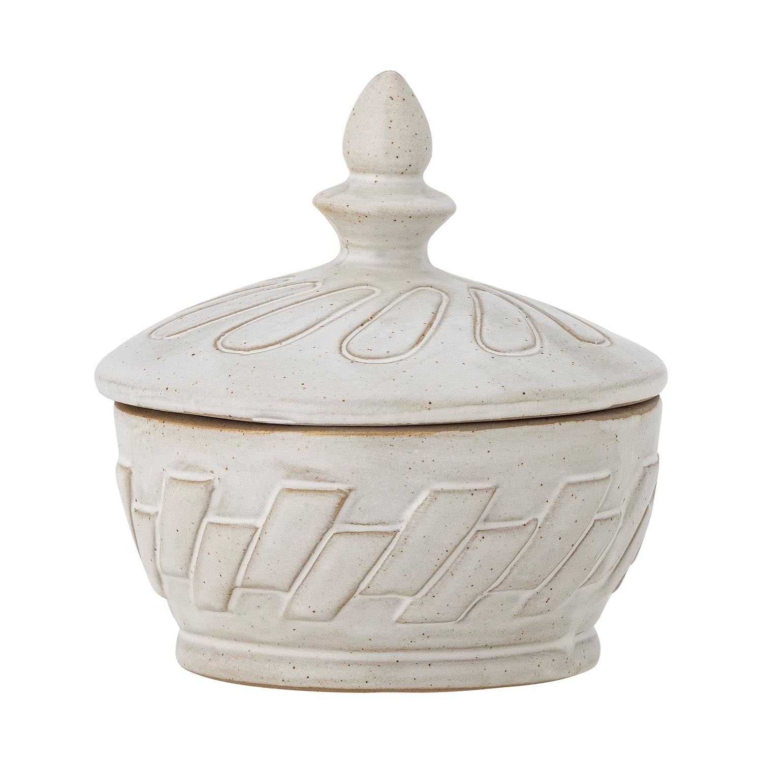 Pauline Gefäss mit Deckel aus Steingut: robust, natürlich, skandinavisches Design. Perfekt für Flüssigkeiten & Schmuck. Einzigartig & vielseitig.