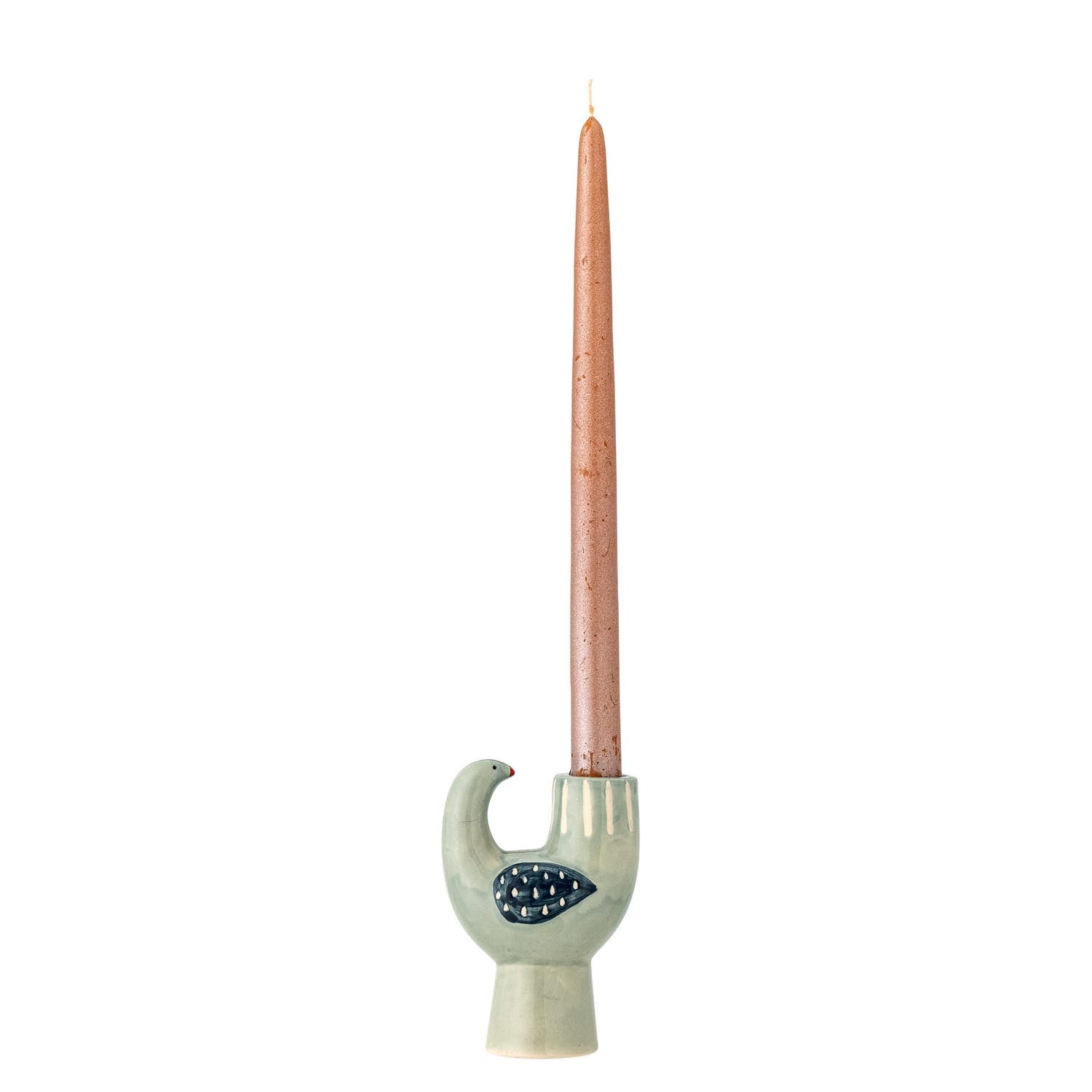 Eleganter Trudy Kerzenhalter aus blauem Steingut von Bloomingville, ideal für stilvolle Dekoration und gemütliche Atmosphäre.