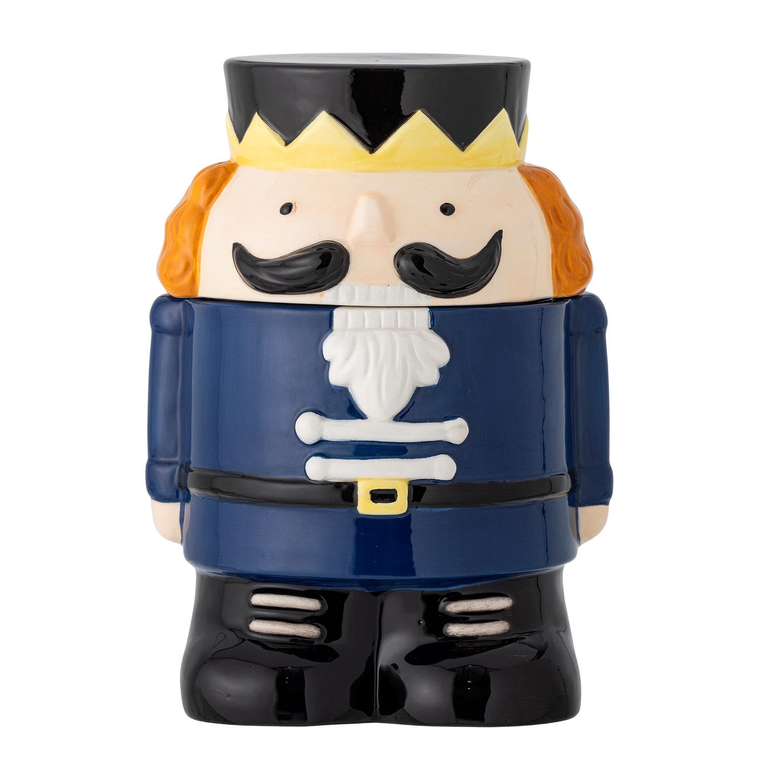 Das "Feast Gefäss mit Deckel" von Bloomingville: Ein stilvolles, handbemaltes Steingut-Meisterwerk in tiefem Blau, ideal für Küche und Deko.