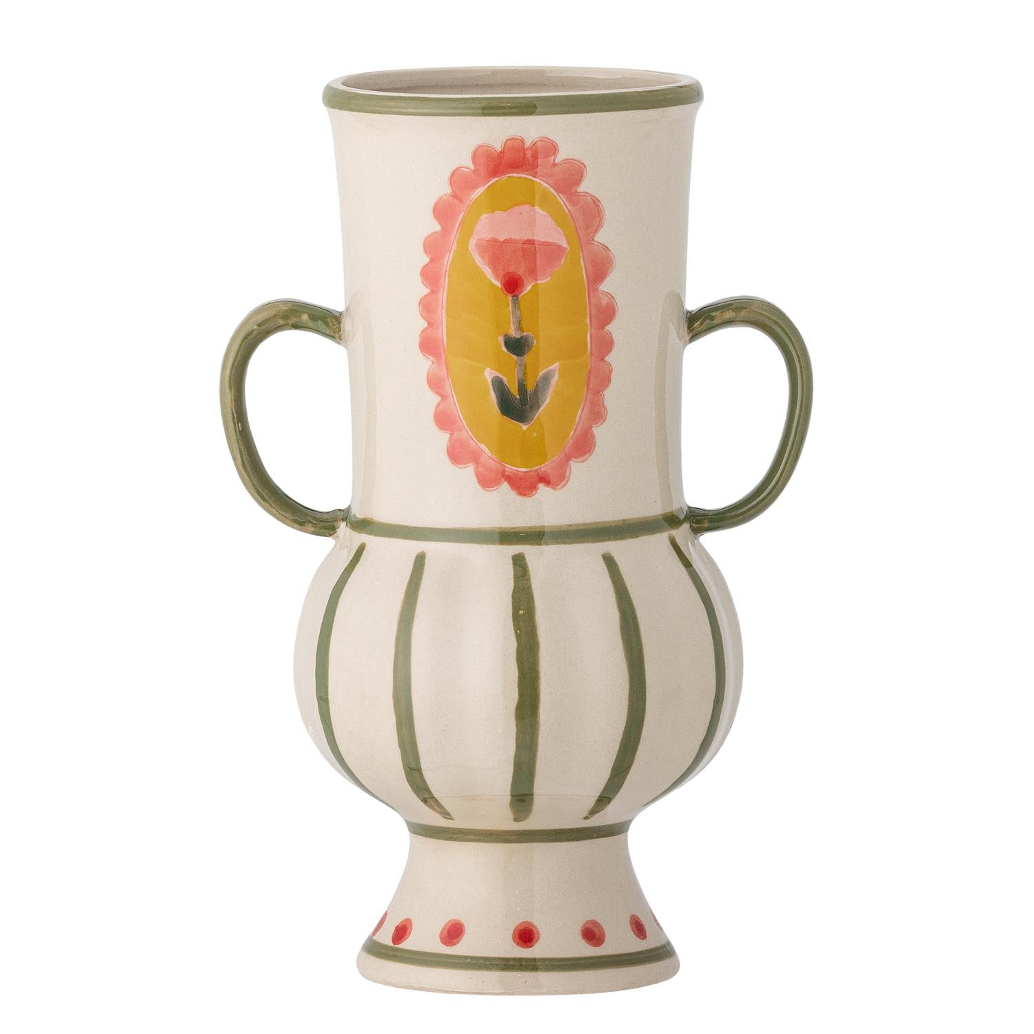Odina Vase, Grün, Steingut in Grün präsentiert im Onlineshop von KAQTU Design AG. Vase ist von Bloomingville