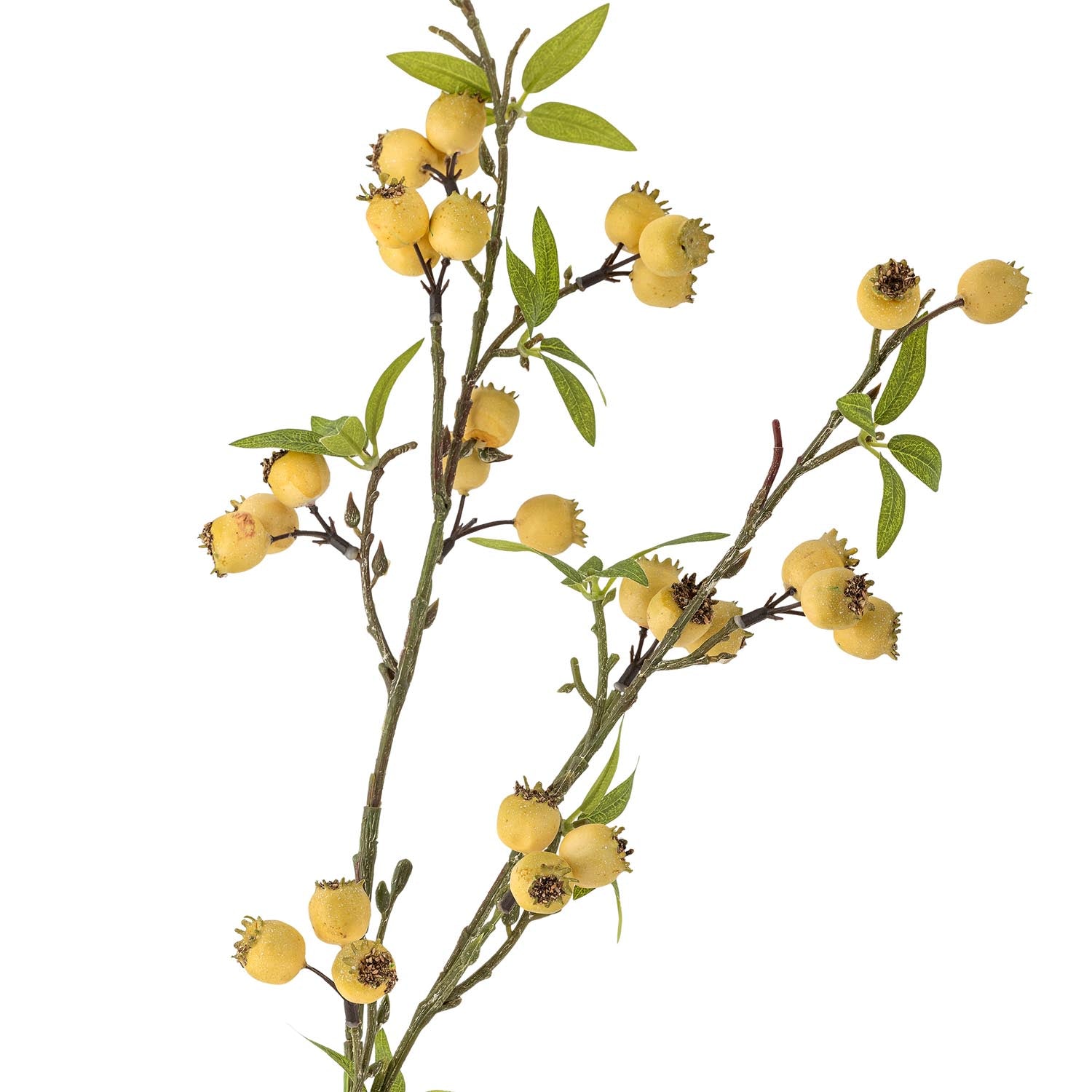 Künstlicher Hawthorn-Zweig mit gelben Blüten von Bloomingville, perfekt für elegante und langlebige Dekoration in jedem Raum.