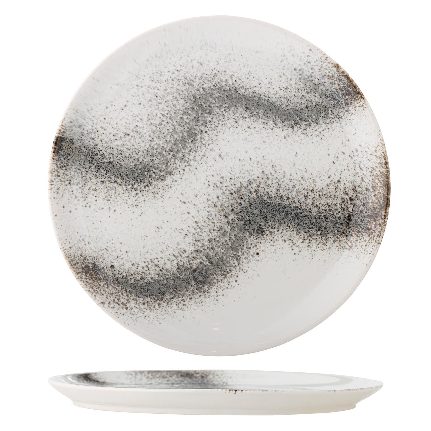 Der Paula Teller von Bloomingville in Grau aus Steingut besticht durch modernes Design und ist perfekt für stilvolle Tischarrangements.