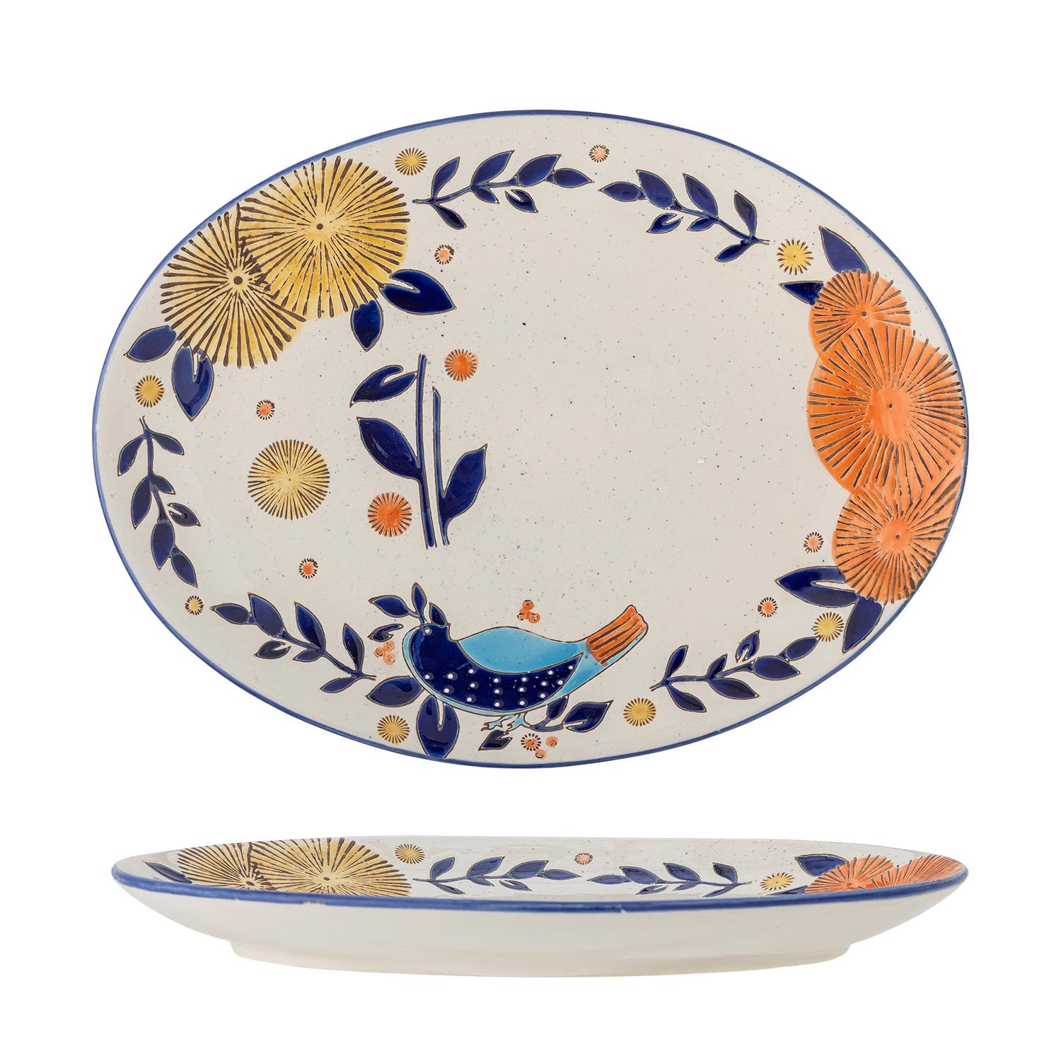 Lynna Servierplatte, Blue: Handgefertigtes Steingut, inspiriert von der Mittelmeerregion. Spülmaschinen- und mikrowellengeeignet.