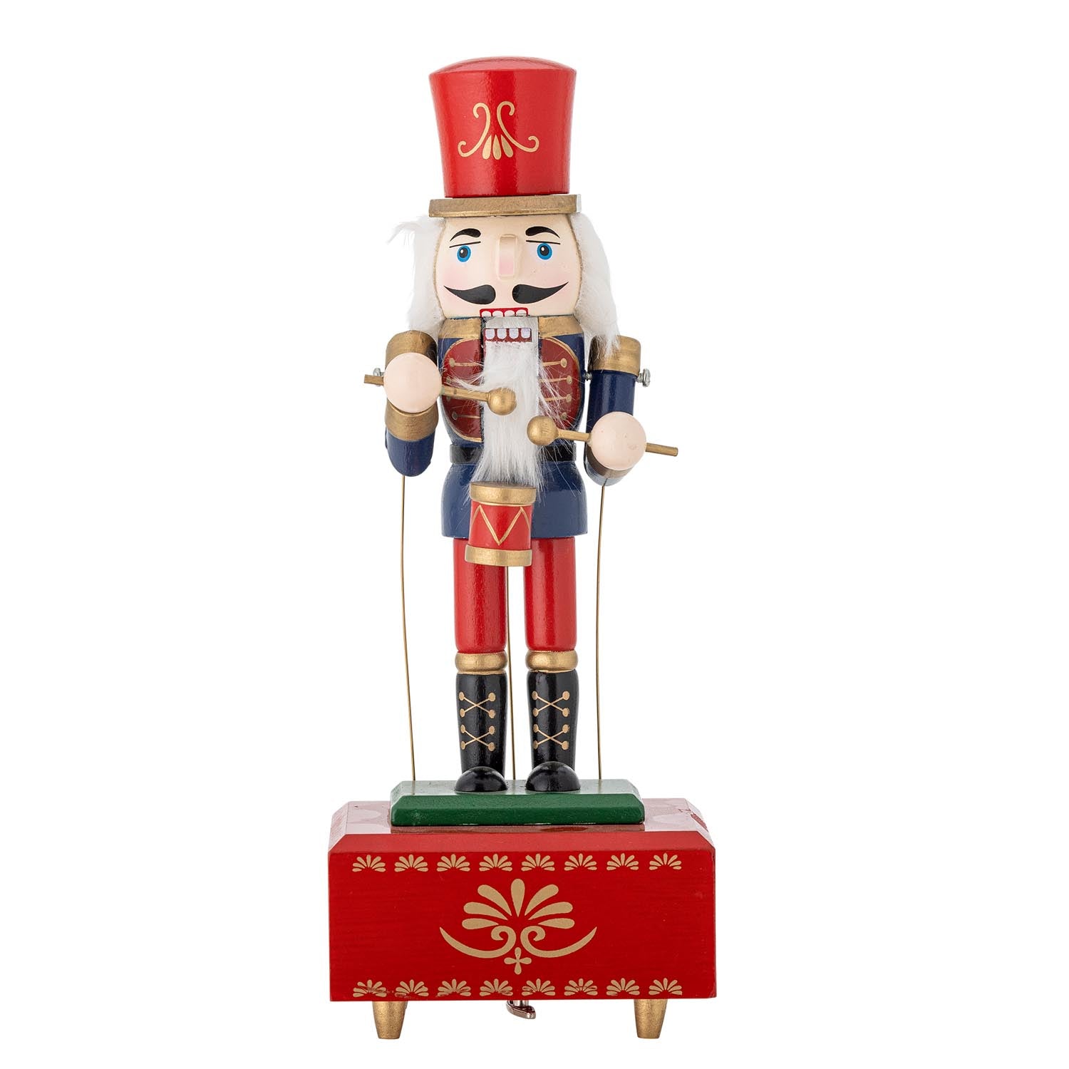 Waltz Spieluhr von Bloomingville: Handbemalte Nussknackerfigur aus Kiefernholz, spielt sanfte Melodie, ideal für Weihnachtsdeko.