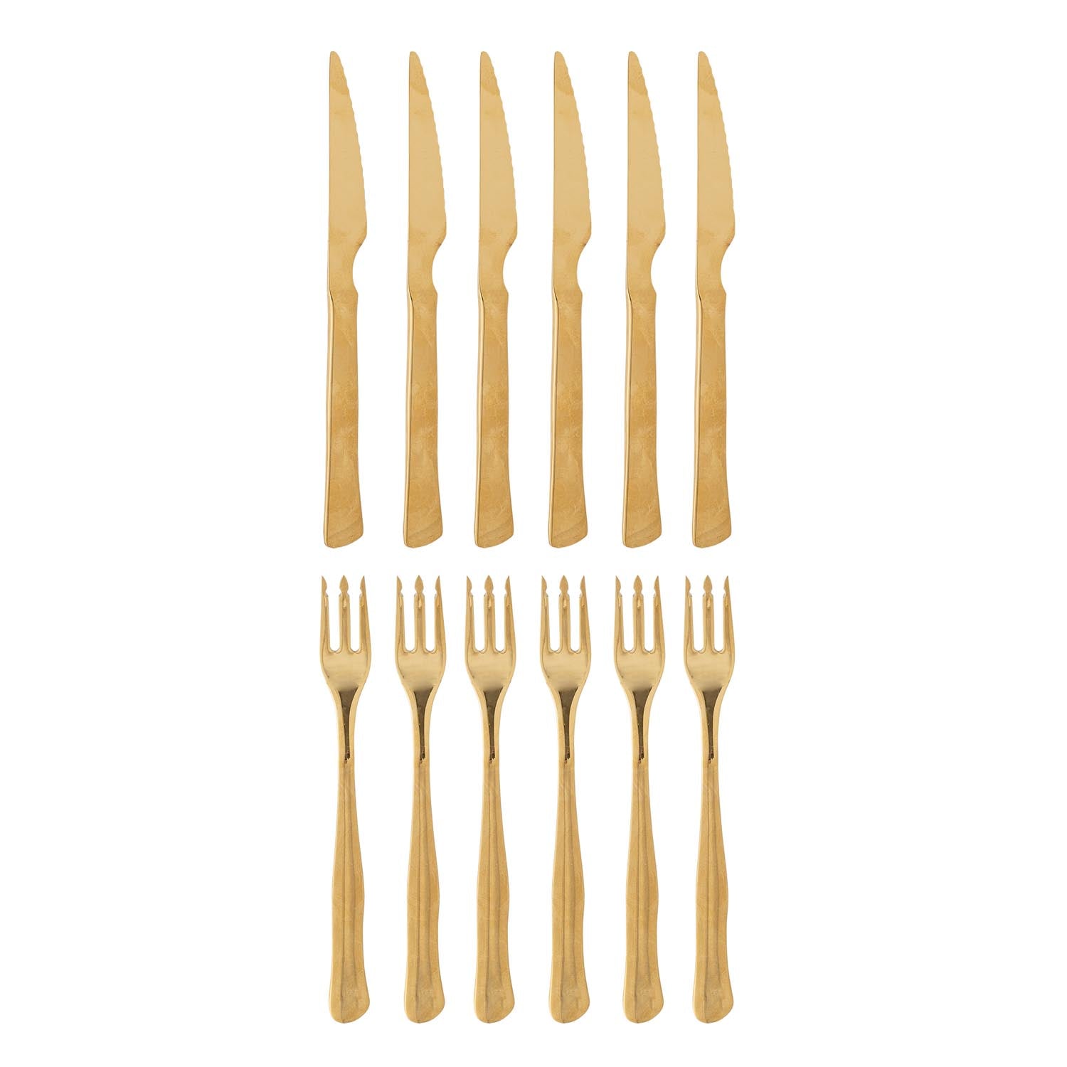 Elegantes Ollin Steakbesteck in Gold von Bloomingville: Hochwertiger Edelstahl, ideal für Fleischgerichte, stilvoll und langlebig.