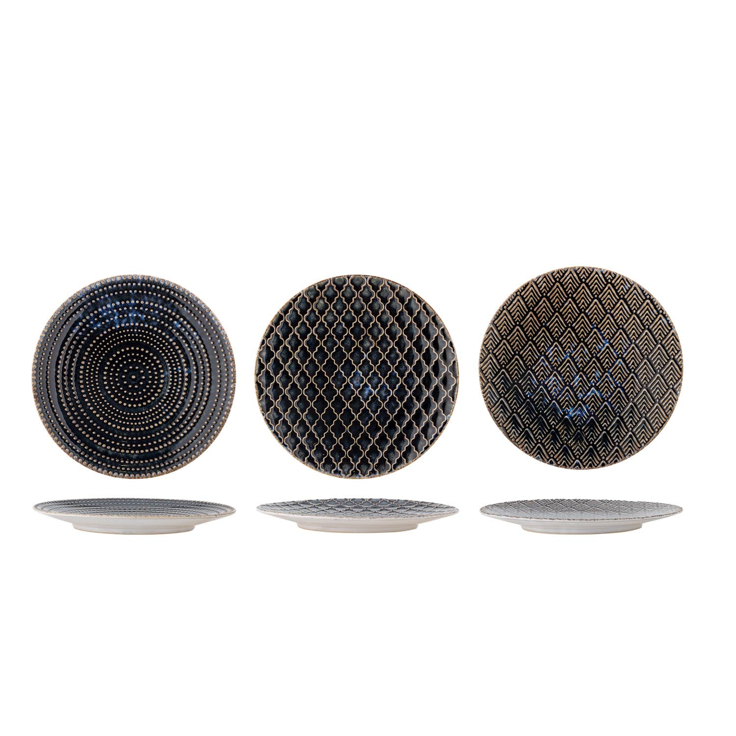 Eleganter Teller Elanor aus blauem Steingut von Creative Collection, ideal für stilvolle Tischdekorationen und besondere Anlässe.