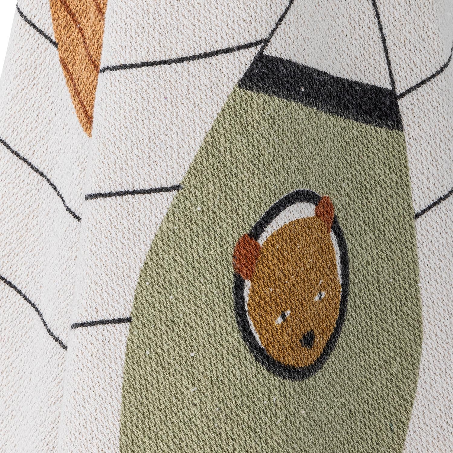 Kuschelige Space-Decke aus recycelter Baumwolle, naturfarben, von Bloomingville Mini. Perfekt für Kinderzimmer und nachhaltige Gemütlichkeit.