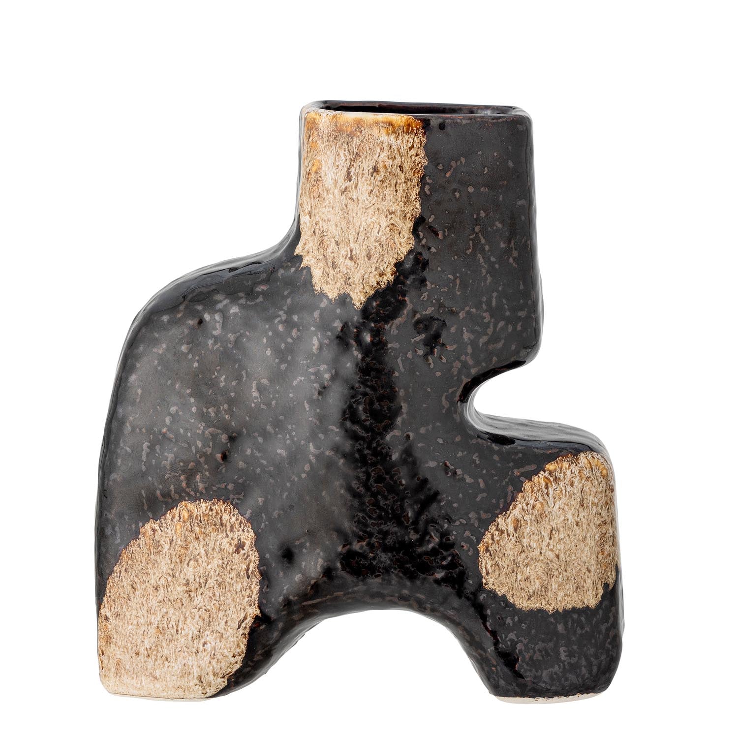 Elegante schwarze Steingutvase von Bloomingville, ideal für moderne Wohnräume. Zeitloses Design und hochwertige Verarbeitung.