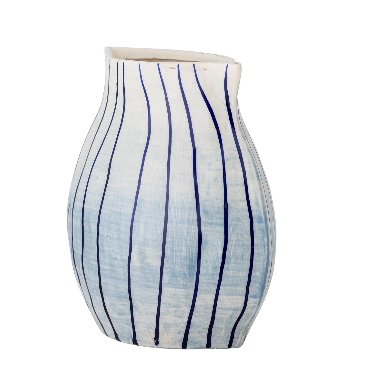 Die Esra Vase von Bloomingville aus blauem Steingut besticht durch ihr elegantes Design und ist ein stilvolles Wohnaccessoire.