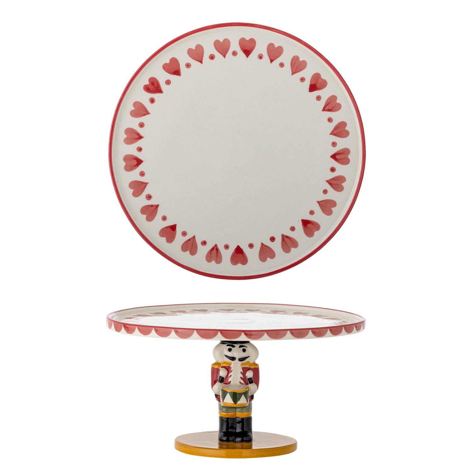 Der Jolly Kuchenteller in Rot von Bloomingville vereint robustes Steingut mit nostalgischem Design, ideal für festliche Anlässe.