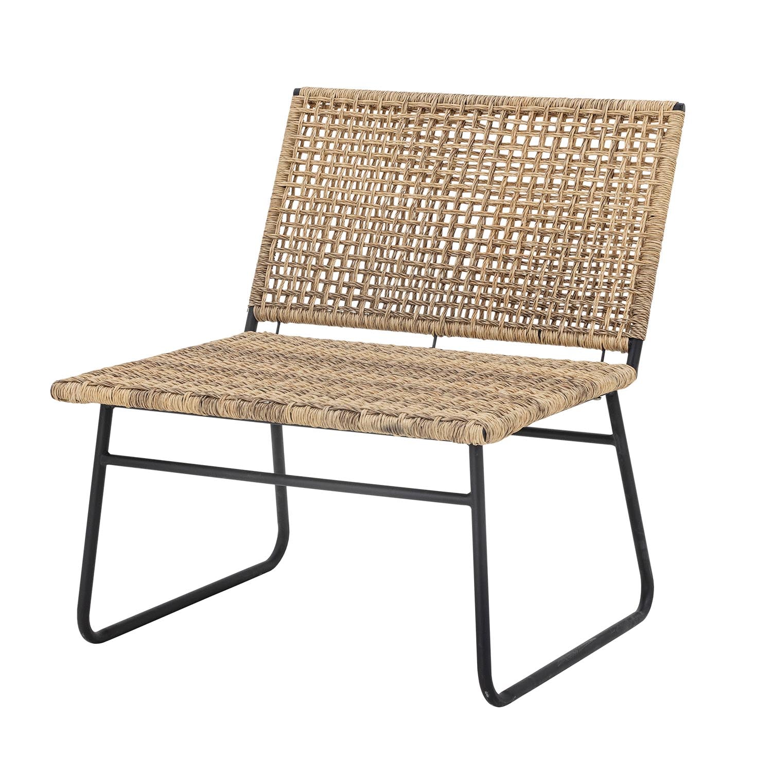 Eleganter Loungesessel aus natürlichem Polyrattan von Bloomingville, ideal für stilvolle und gemütliche Wohnräume.