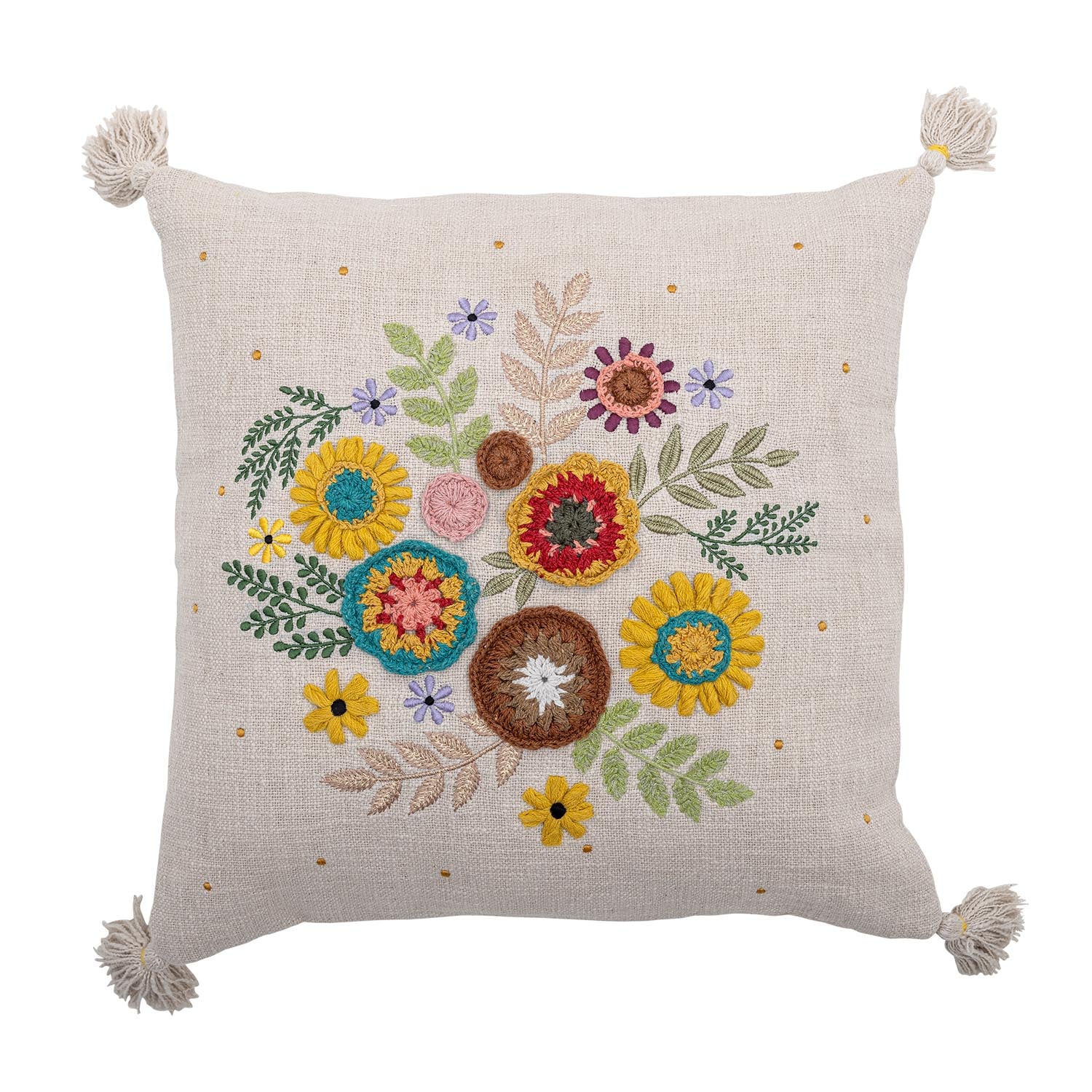 Pico Kissen aus Baumwolle: Weich, atmungsaktiv, langlebig. Aufwendige Blumenstickerei als Blickfang. Pflegeleicht und stilvoll.