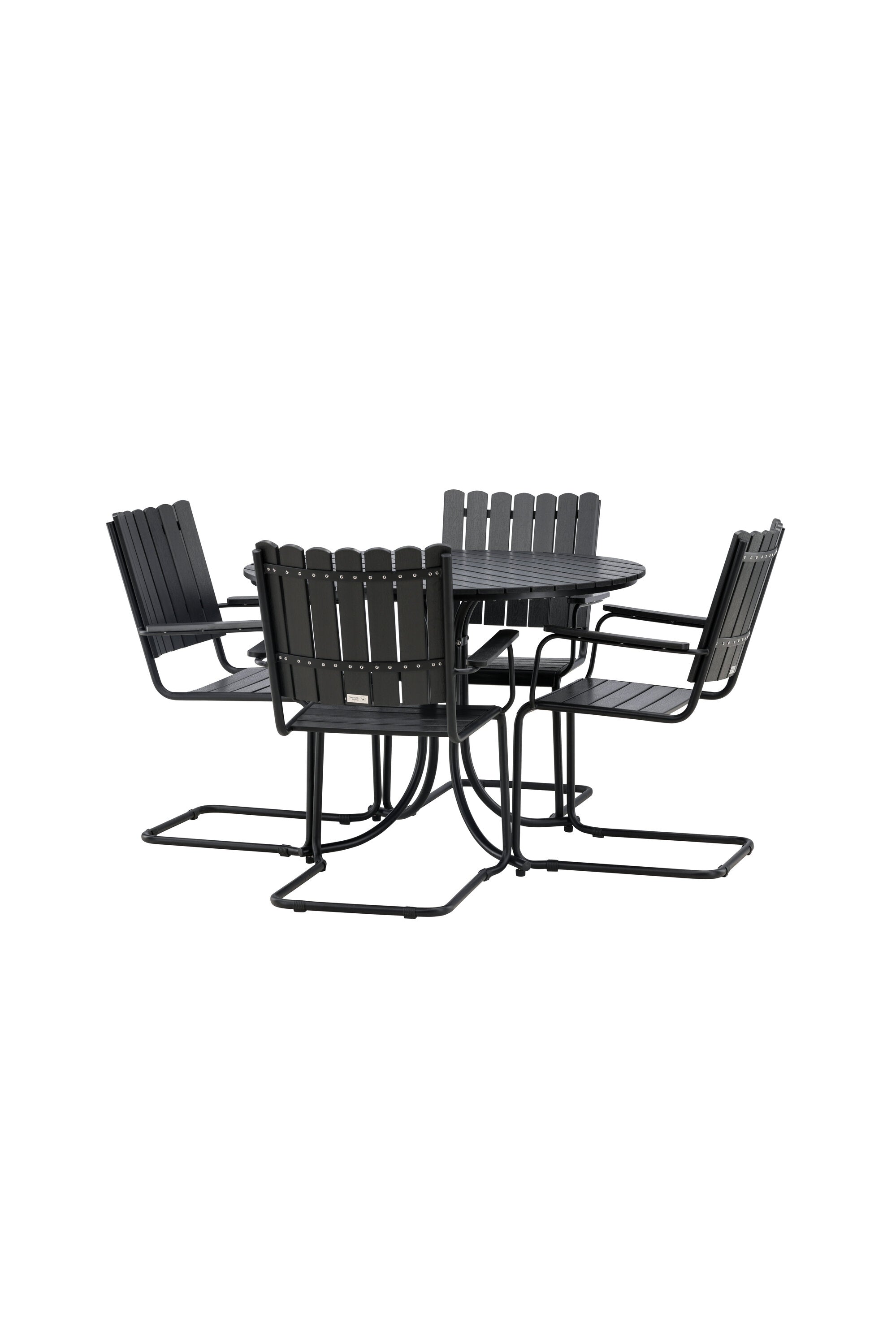 Holmsund Outdoor-Tischset ⌀100cm/4St. in Schwarz präsentiert im Onlineshop von KAQTU Design AG. Gartentischset ist von Venture Home