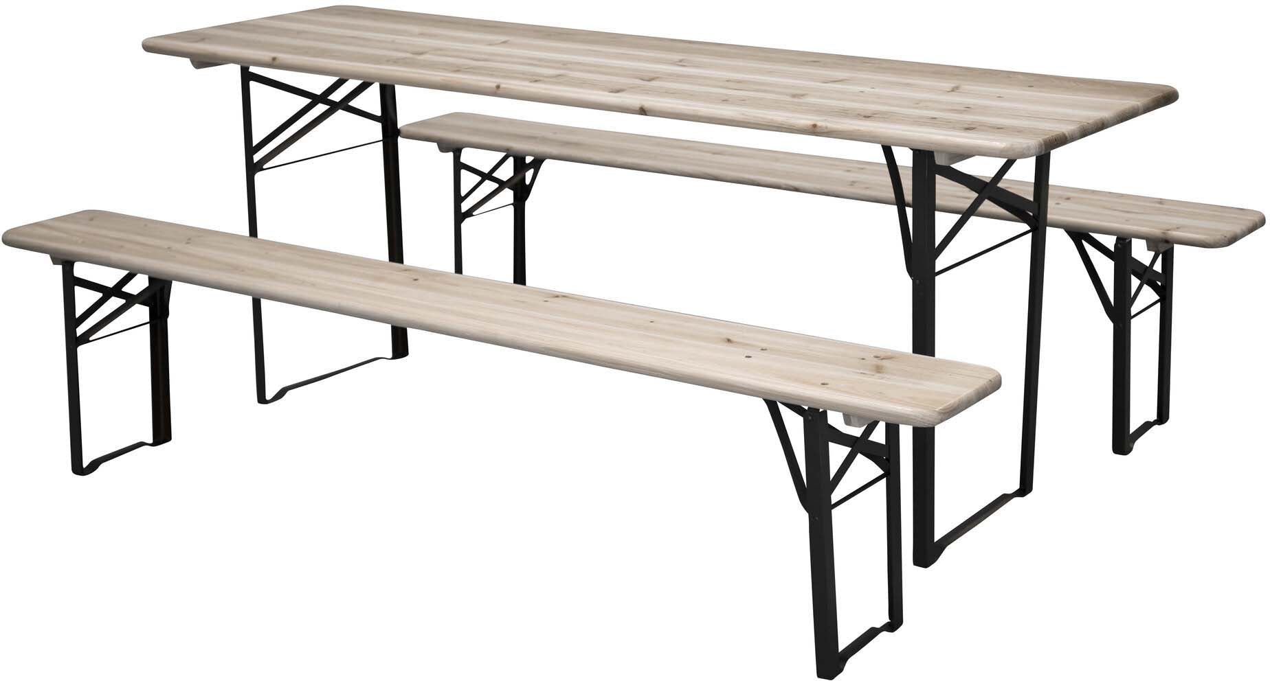 Entdecken Sie das Guniess Outdoor-Tischset 200cm von Venture Home – ideal für gesellige Grillabende und Gartenpartys mit bis zu sechs Personen.