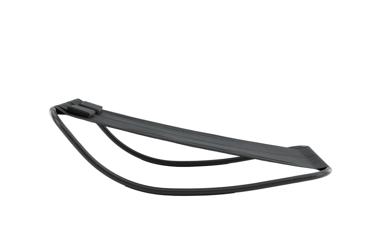 Schwarze Gordo Hängematte von Venture Home mit Gestell aus Stahl und Sitzfläche aus Polyester, breiter Liegestuhl für den Aussenbereich