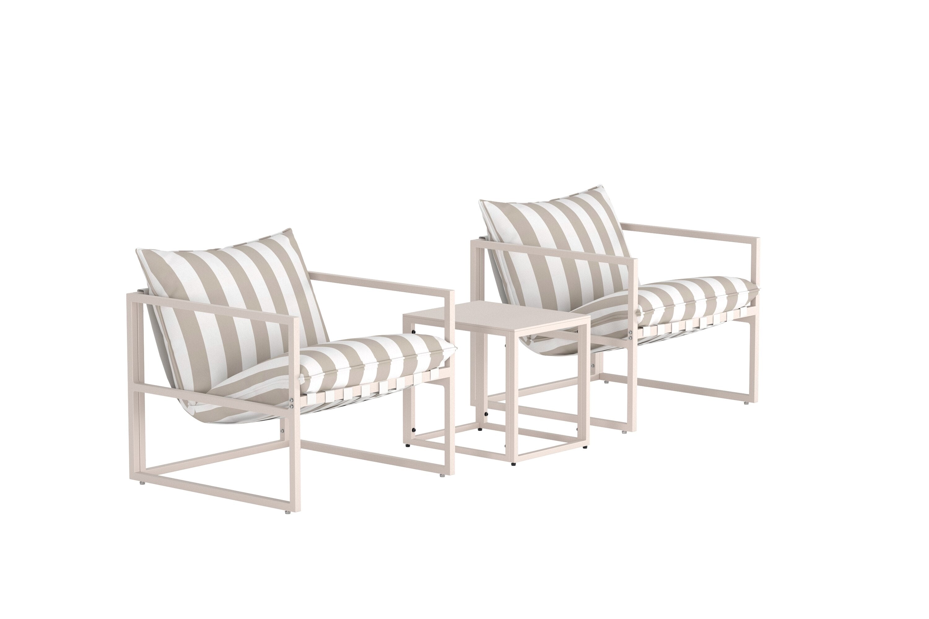 Elegantes Messina Lounge Set in warmen Beigetönen, perfekt für gemütliche Stunden im Freien, auf der Terrasse oder im Garten.