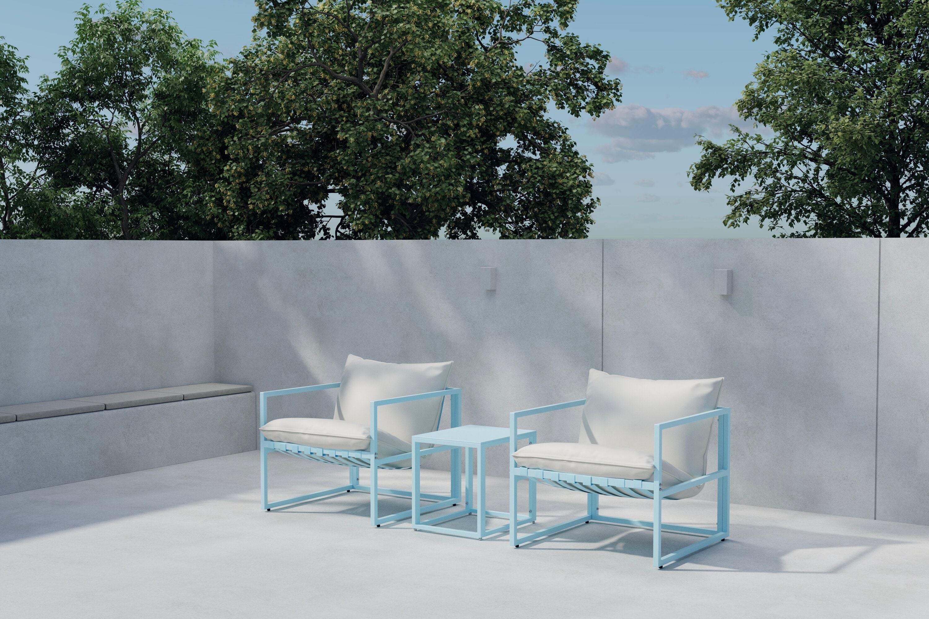 Elegantes Messina Lounge Set in sanftem Blau, ideal für entspannte Stunden im Freien, präsentiert von Venture Home.