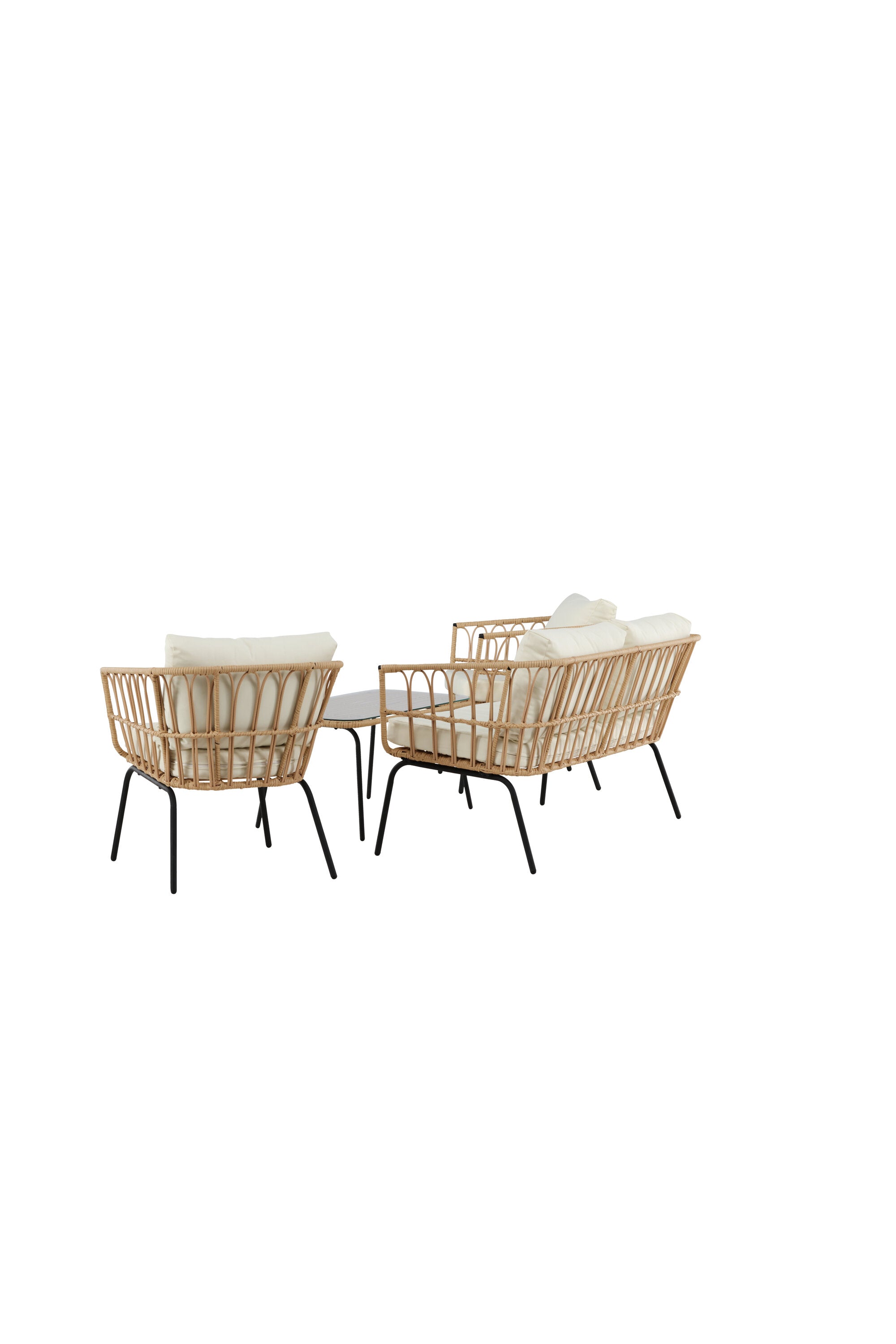 Das Ortigia Lounge Set von Venture Home bietet eine harmonische Kombination aus modernem Rattan-Design, robustem Metallrahmen und komfortablen Kissen für stilvolle Entspannung.