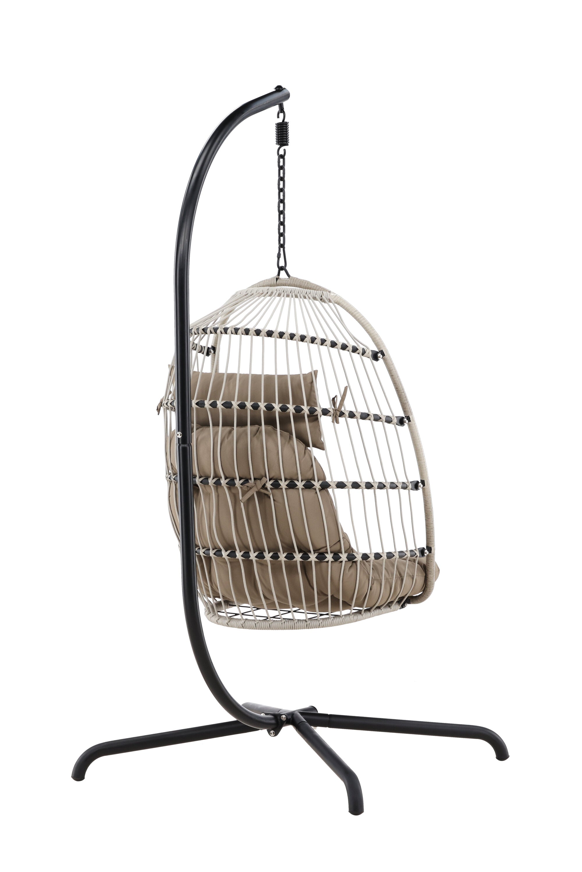 Stilvoller Trezza Hängesessel: Robuster Stahl, elegantes Design, komfortable Kissen – ideal für entspannte Momente im Freien.